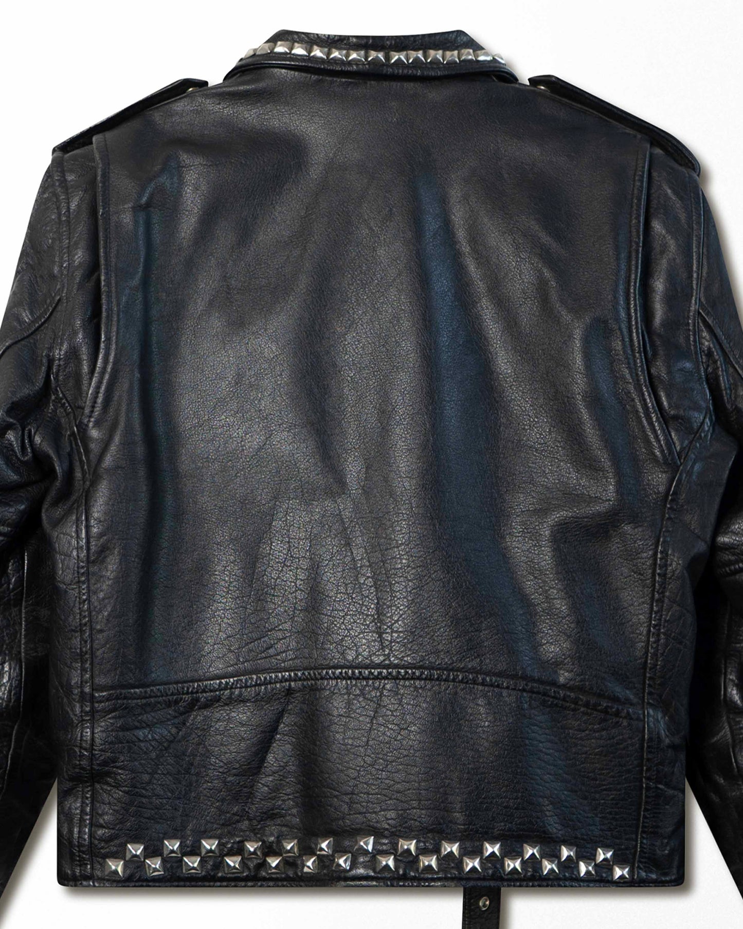 BLACK STUDDED LEATHER BIKER JACKET