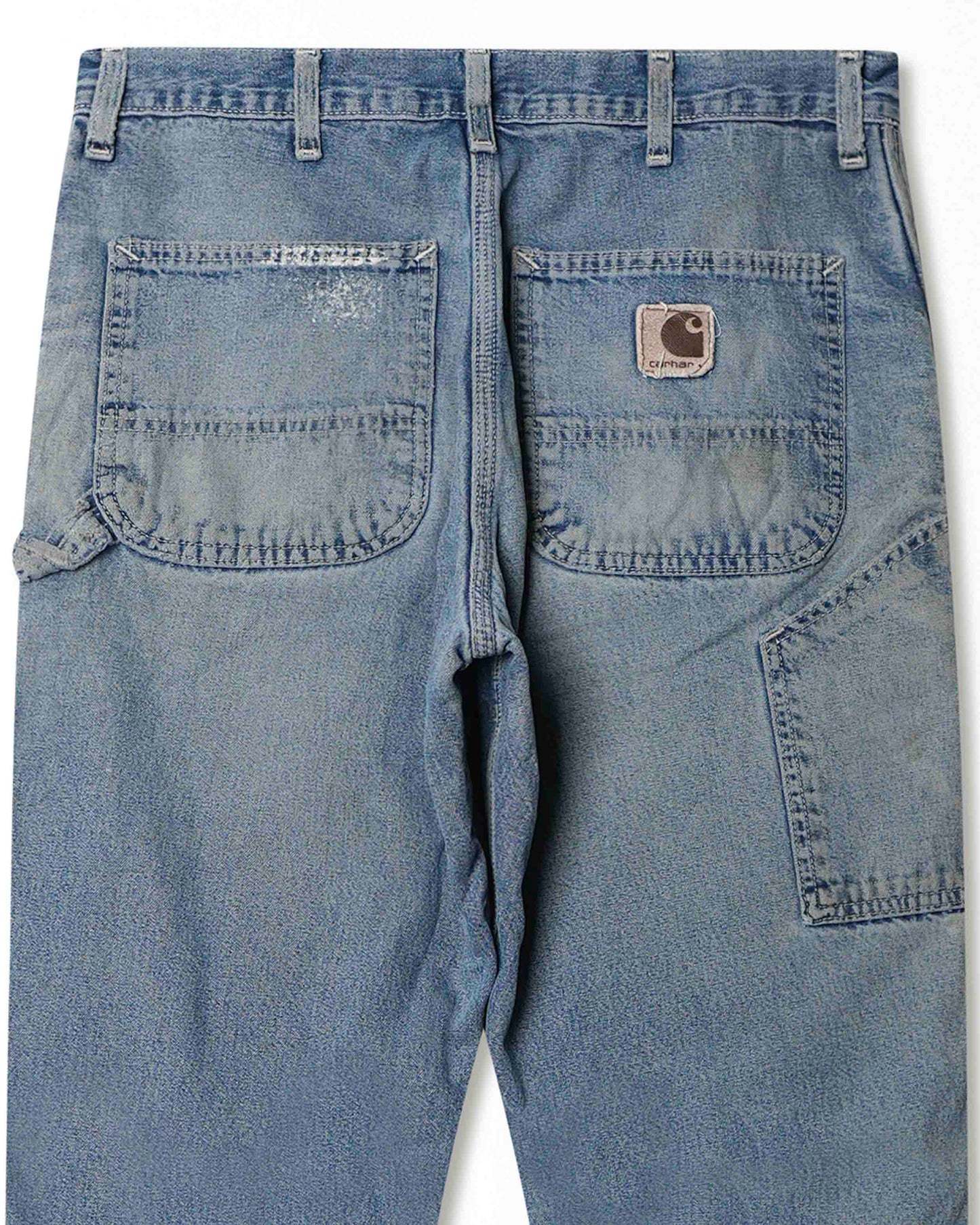 CARHARTT LIGHT BLUE FADED STAINED DISTRESSED LINED PANTS