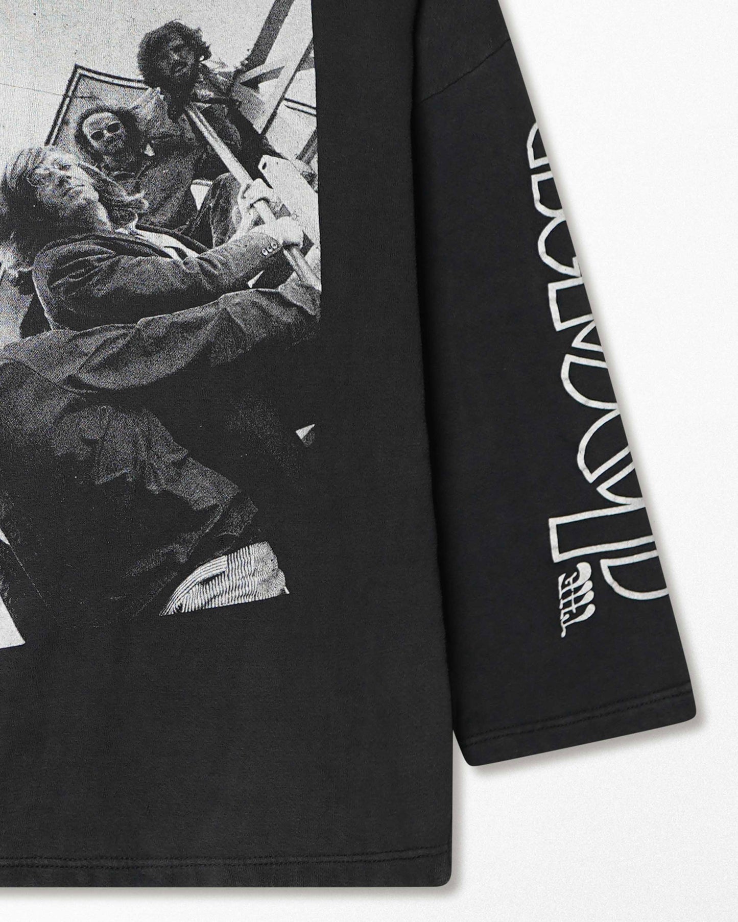 "THE DOORS JIM MORRISON" BLACK FADED RAW COLLAR SWEATER