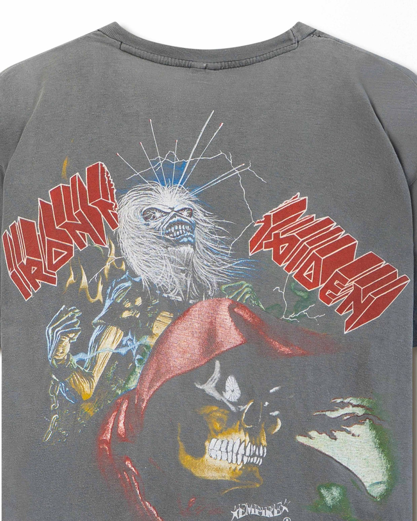 "IRON MAIDEN EDDIE" GREY FADED T-SHIRT