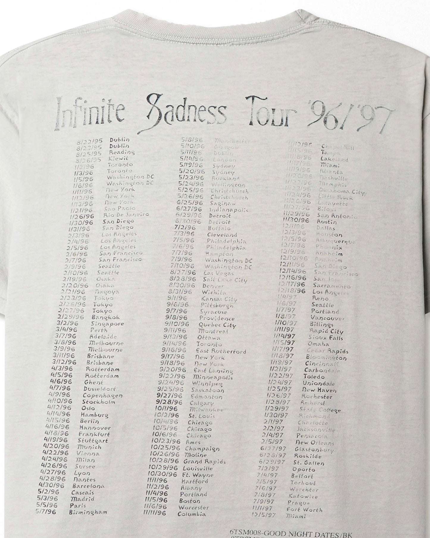 NICE MAN "THE SMASHING PUMPKINS INFINITE SADNESS TOUR" WHITE FADED T-SHIRT