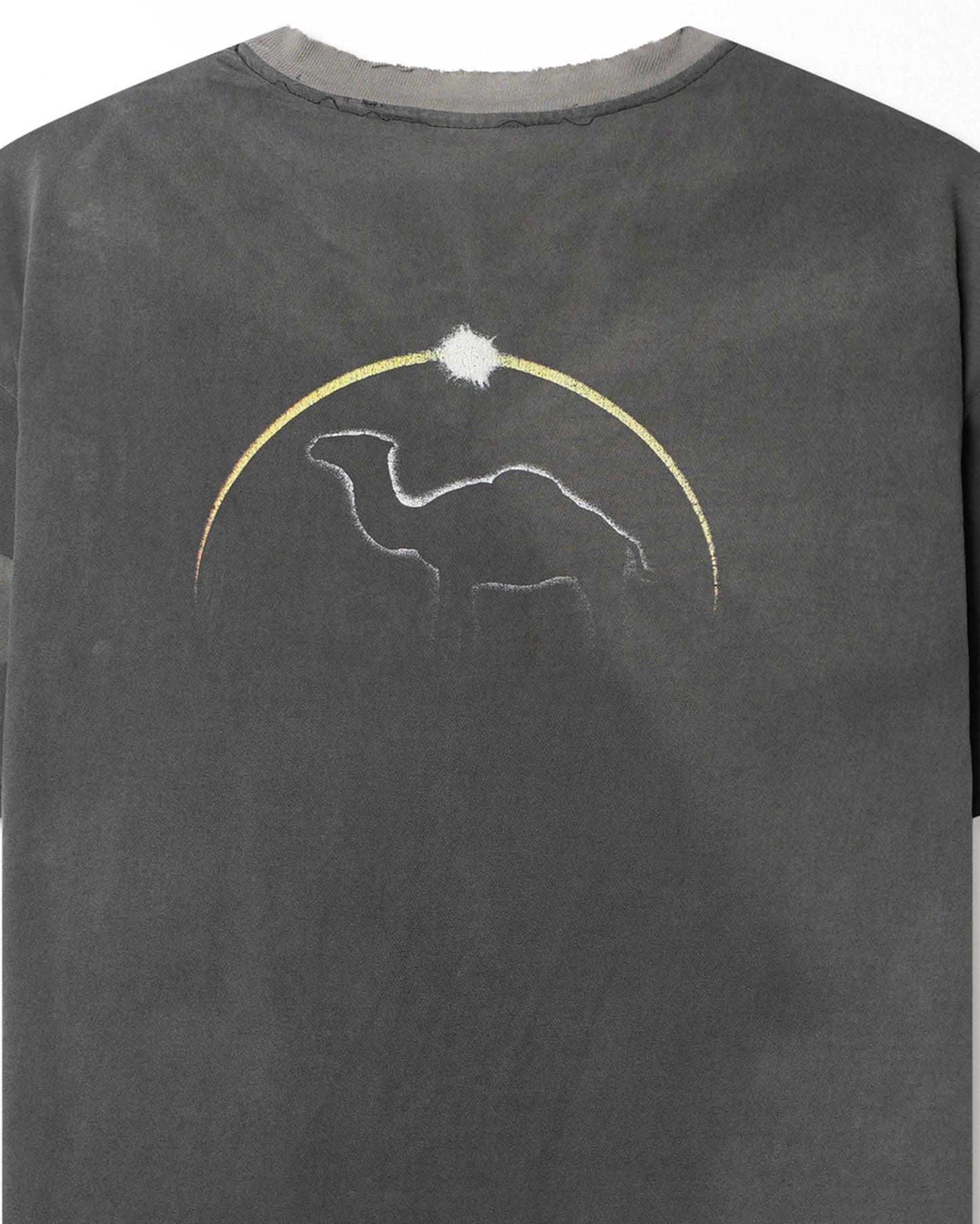 HANES "CAMEL" GREY FADED STAINED DISTRESSED POCKET T-SHIRT