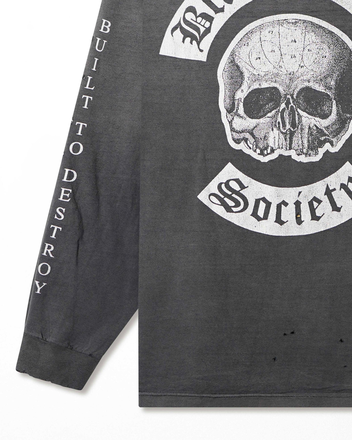 ALSTYLE "BLACK LABEL SOCIETY SKULL" BLACK FADED DISTRESSED LONG SLEEVE T-SHIRT