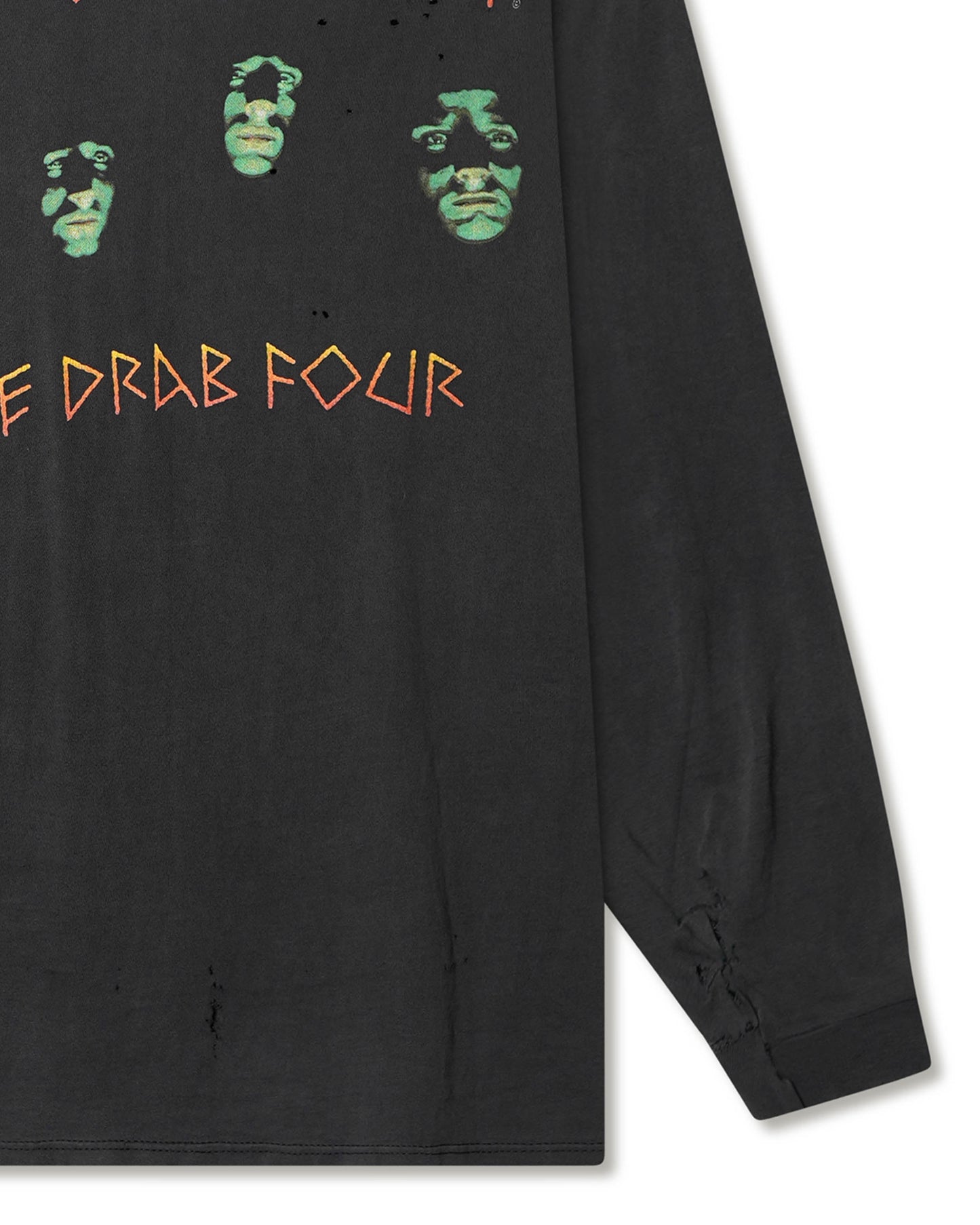 BLUE GRAPE "TYPE O NEGATIVE OCTOBER RUST" BLACK FADED THRASHED LONG SLEEVE T-SHIRT