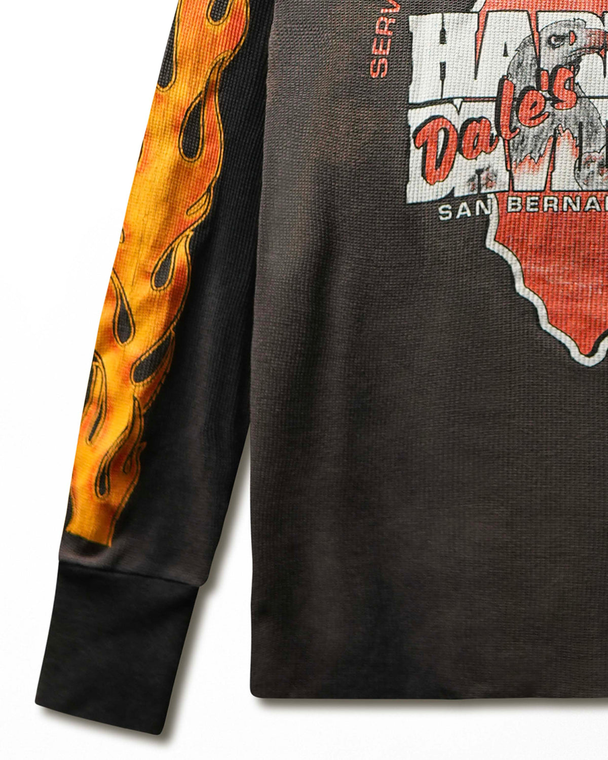 Vintage Harley-Davidson Black Faded Flames Thermal T-Shirt - product view 5