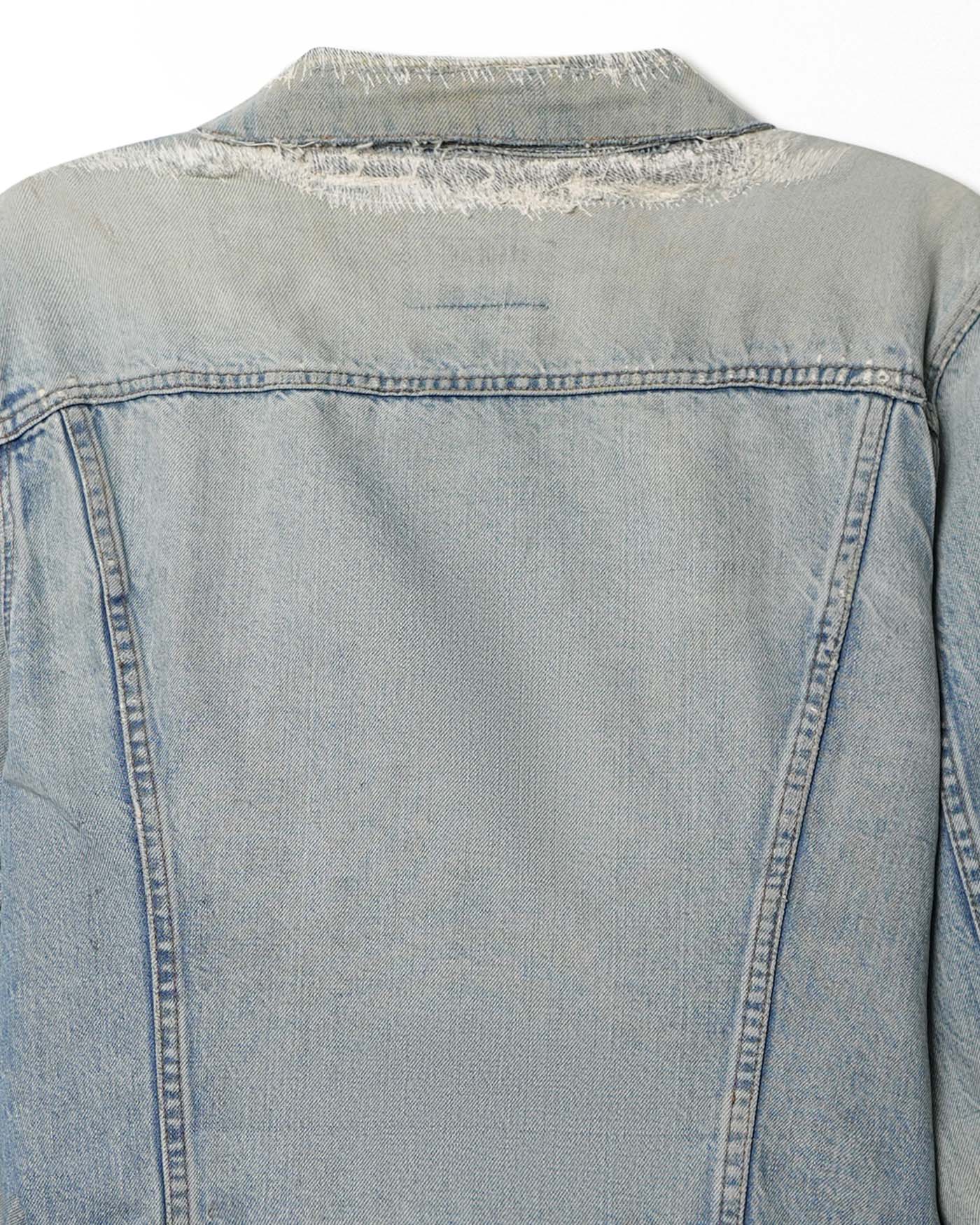 LEVI'S TYPE III LIGHT WASH DENIM JACKET WITH REPAIRS