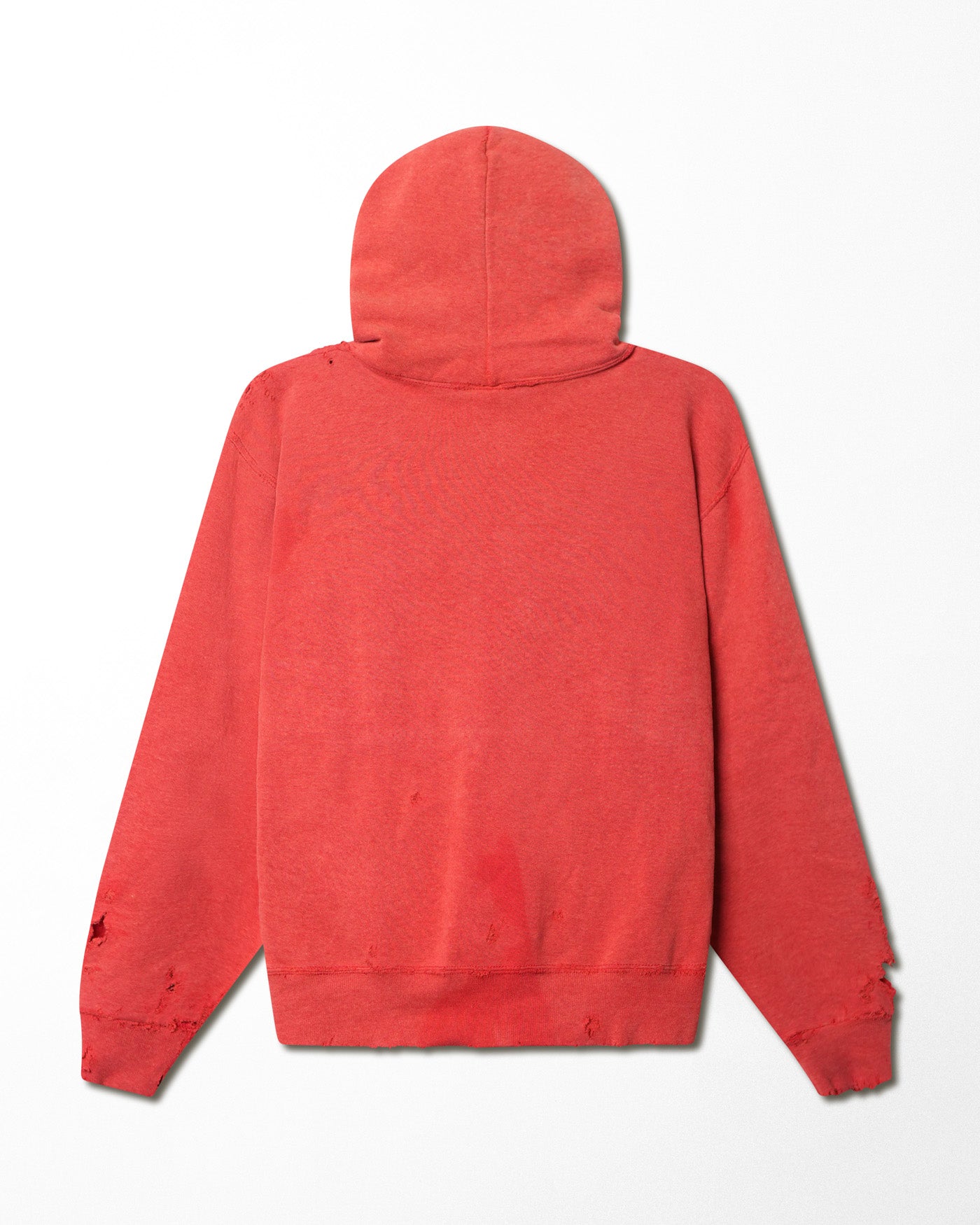 RUSSELL "MUNSTER" RED FADED AND DISTRESSED HOODIE