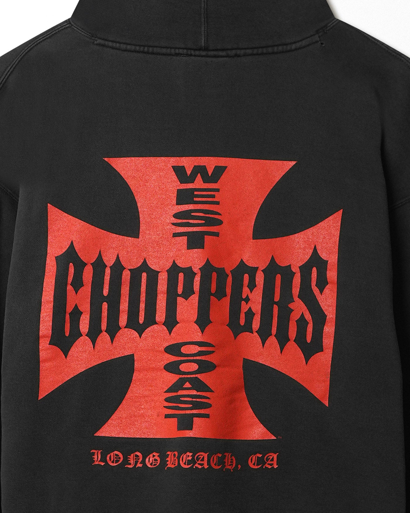 WEST COAST CHOPPERS "CLASSIC RED LOGO" BLACK FADED HOODIE