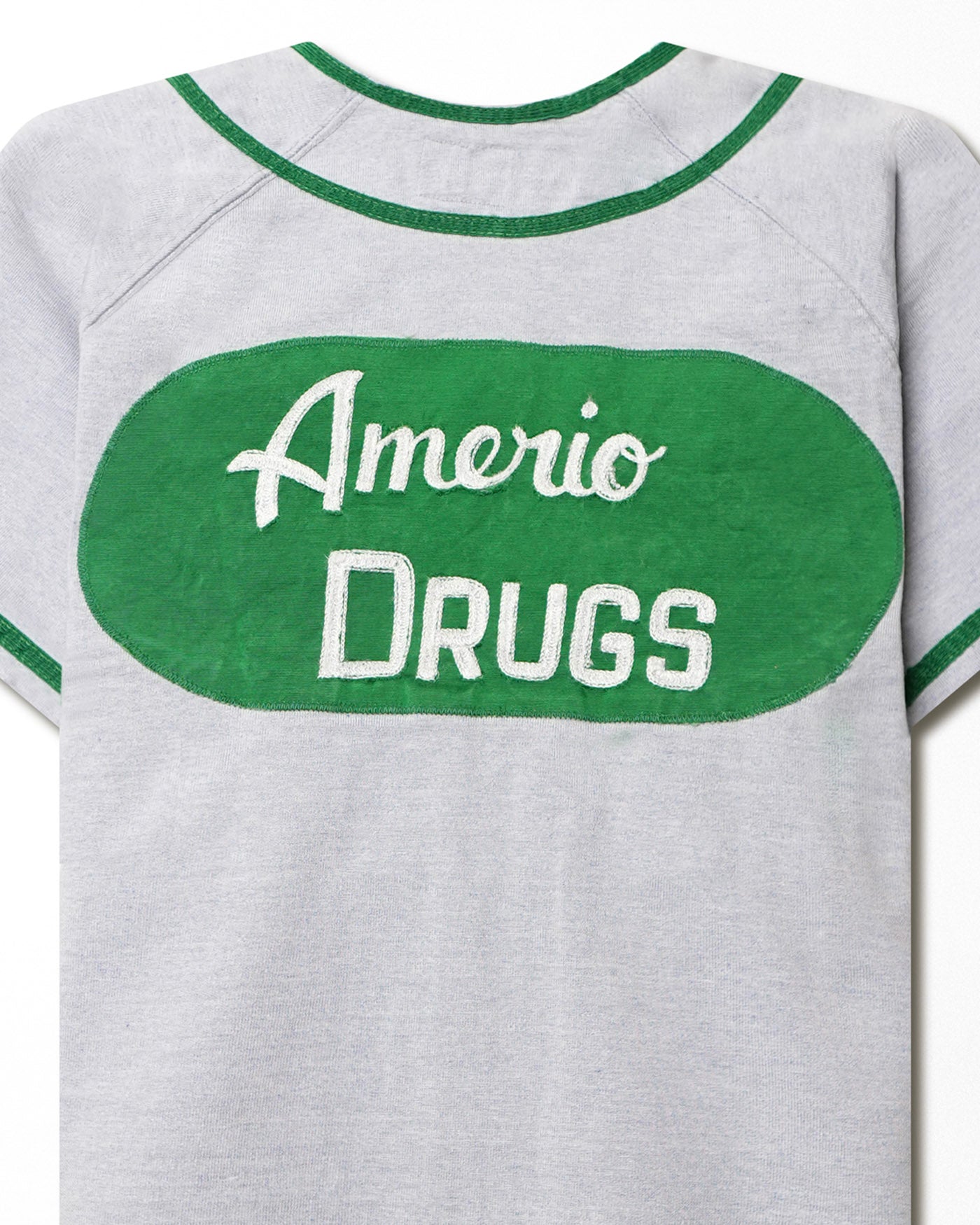 WILSON "AMERIO DRUGS" GRAY AND GREEN BASEBALL JERSEY