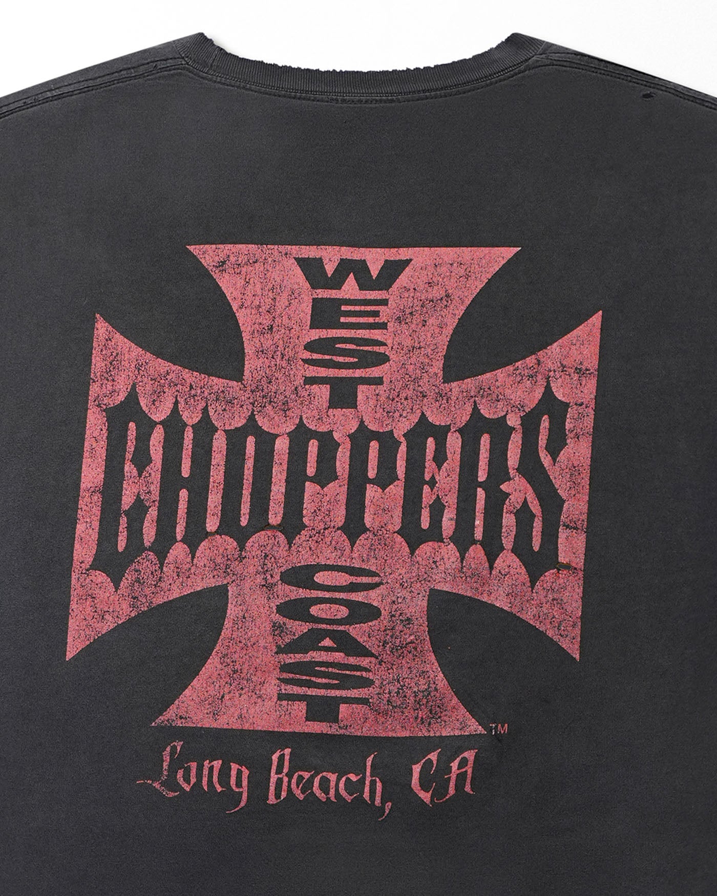 WEST COAST CHOPPERS "RED CREST LOGO" FADED SLEVELESS T-SHIRT