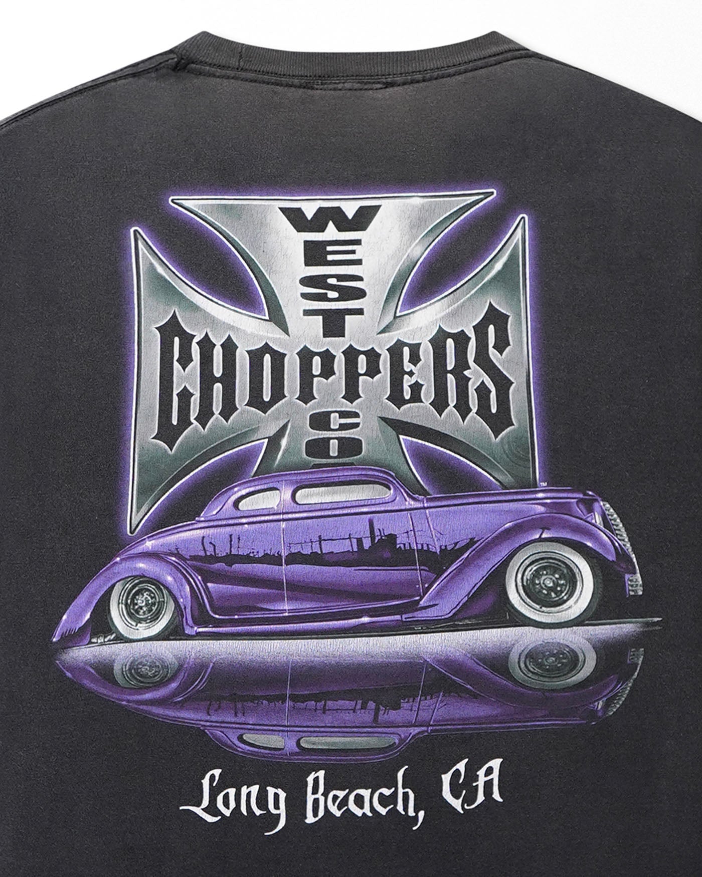 WEST COAST CHOPPERS "IRON CROSS" BLACK FADED T-SHIRT