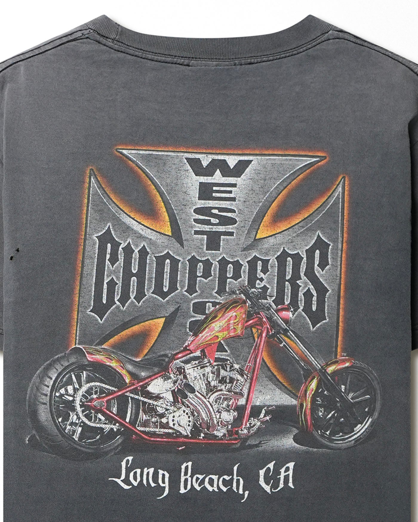 WEST COAST CHOPPERS "IRON CROSS" GREY FADED T-SHIRT