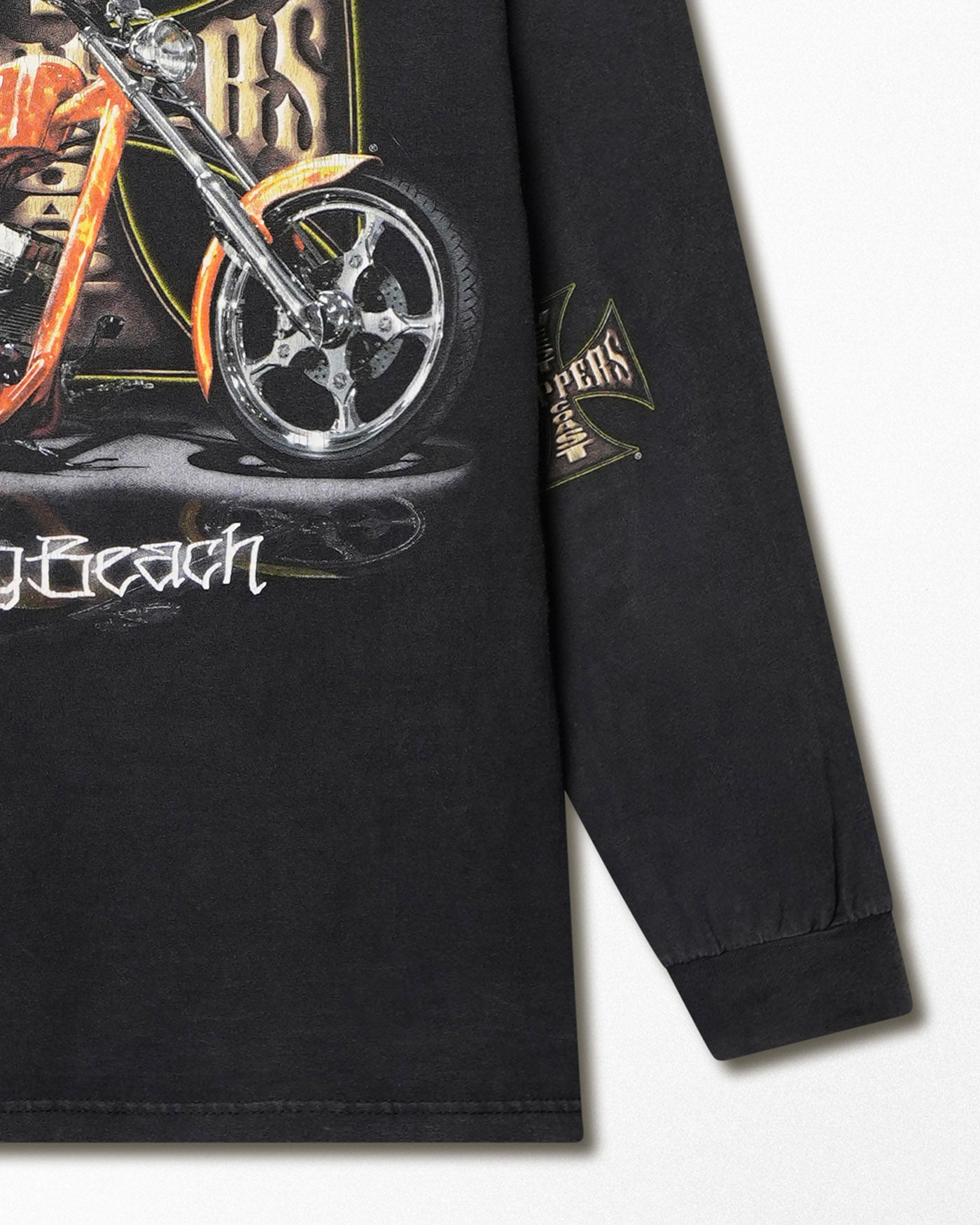 WEST COAST CHOPPERS “GOLD CROSS” BLACK FADED LONG-SLEEVE T-SHIRT