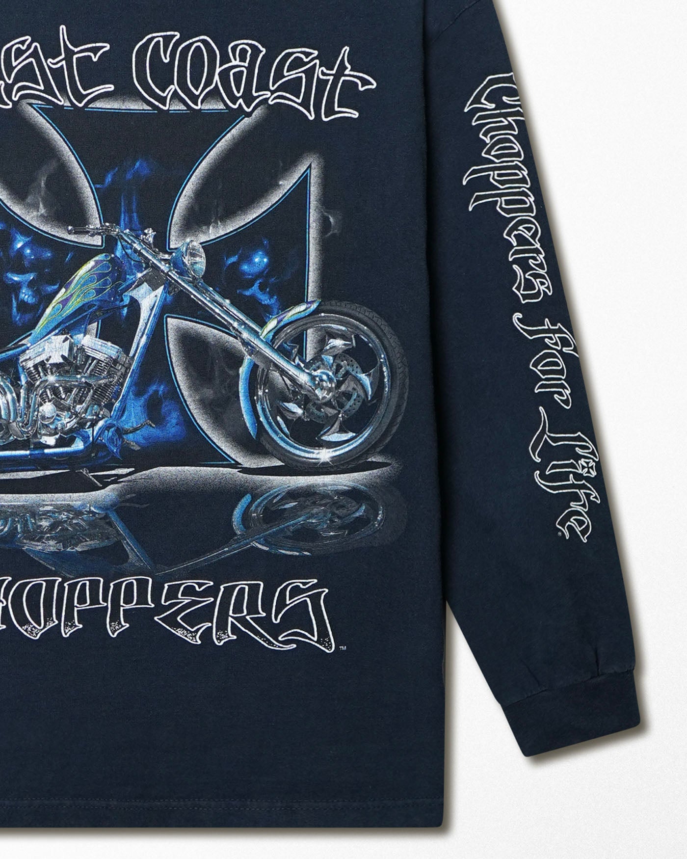 WEST COAST CHOPPERS "BLUE CROSS" BLUE LONG SLEEVE T-SHIRT