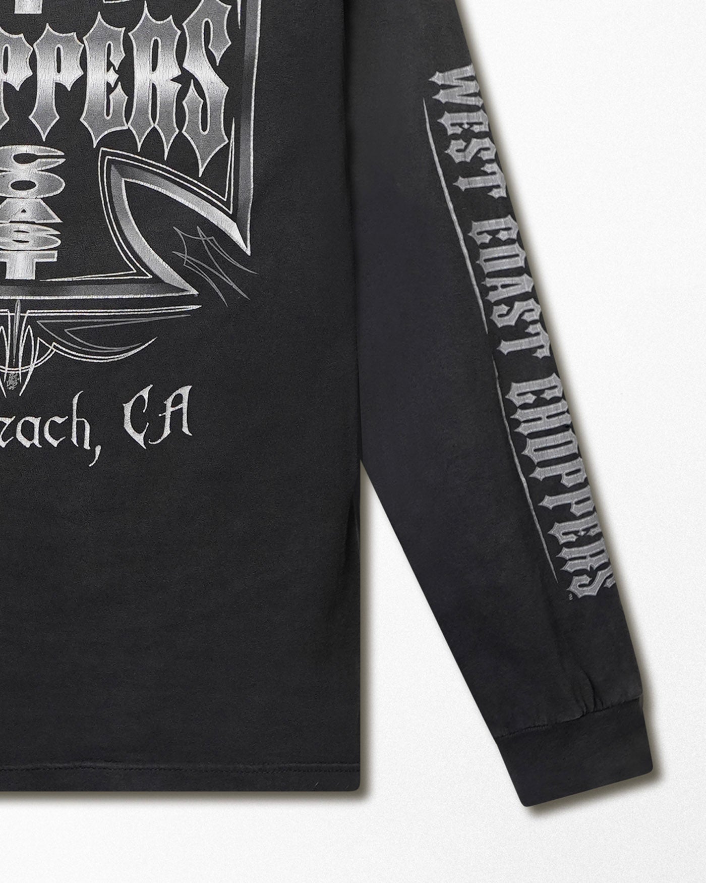 WEST COAST CHOPPERS "SILVER CROSS" BLACK LONG SLEEVE T-SHIRT