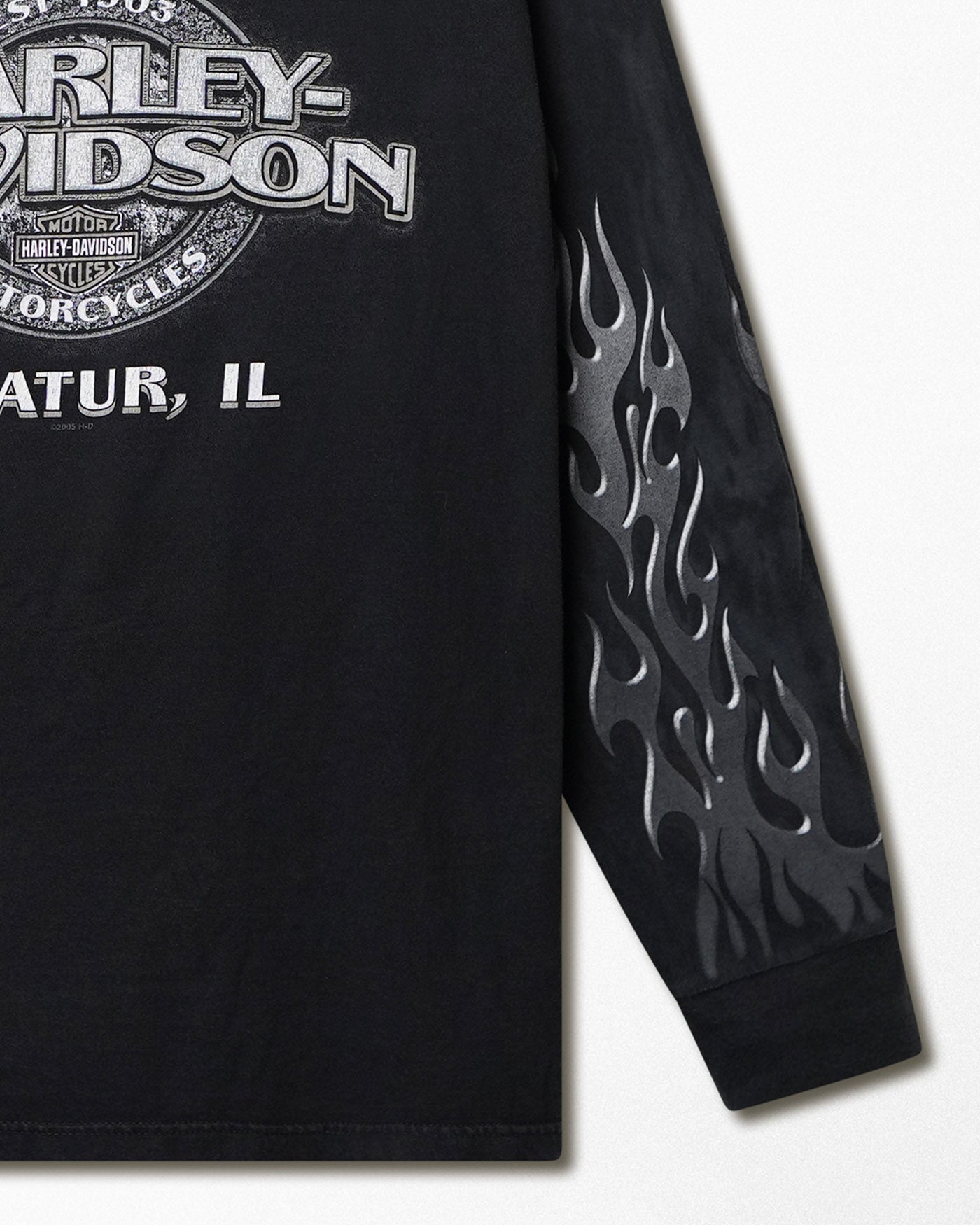 HARLEY DAVIDSON "SILVER FLAMES" BLACK LONGSLEEVE T-SHIRT