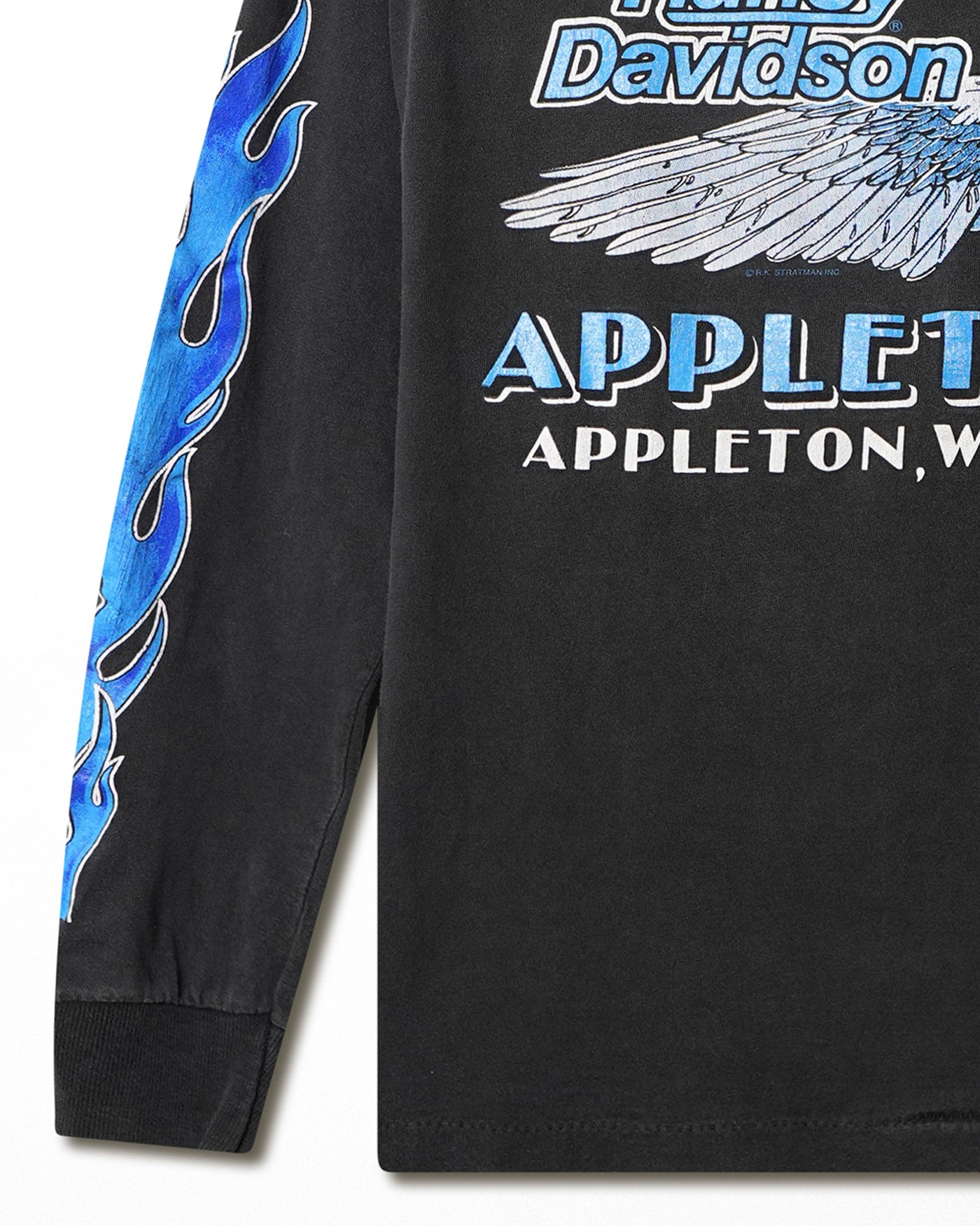 HARLEY DAVIDSON "BLUE FLAMES" BLACK LONG SLEEVE T-SHIRT