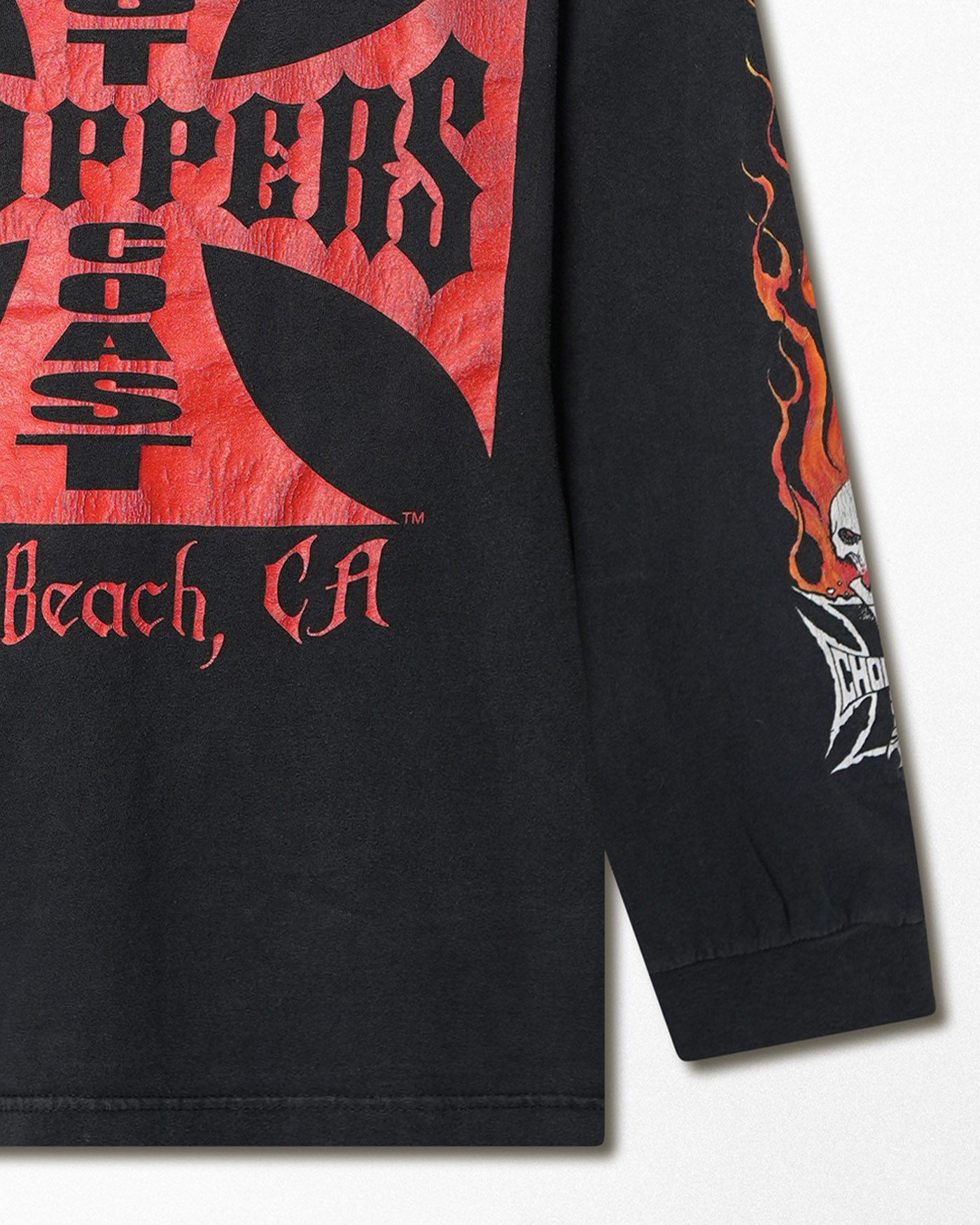 WEST COAST CHOPPERS "RED CREST LOGO" BLACK FADED LONG SLEEVE T-SHIRT