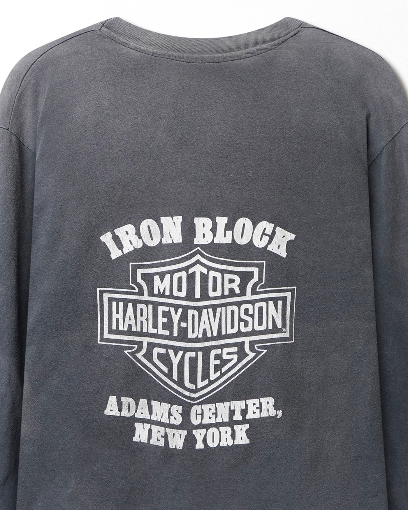 HANES HARLEY DAVIDSON "RED FLAMES" GREY FADED LONG SLEEVE T-SHIRT