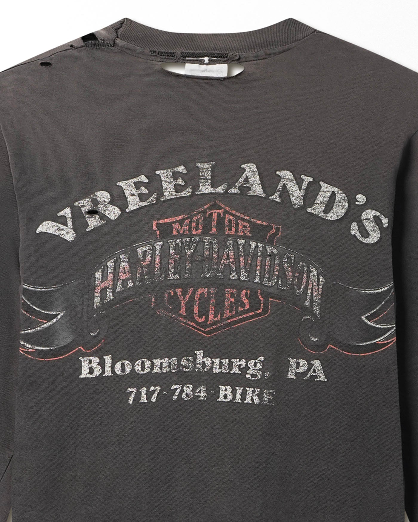 HANES HARLEY DAVIDSON "BLUE FLAMES" BLACK FADED LONG SLEEVE T-SHIRT