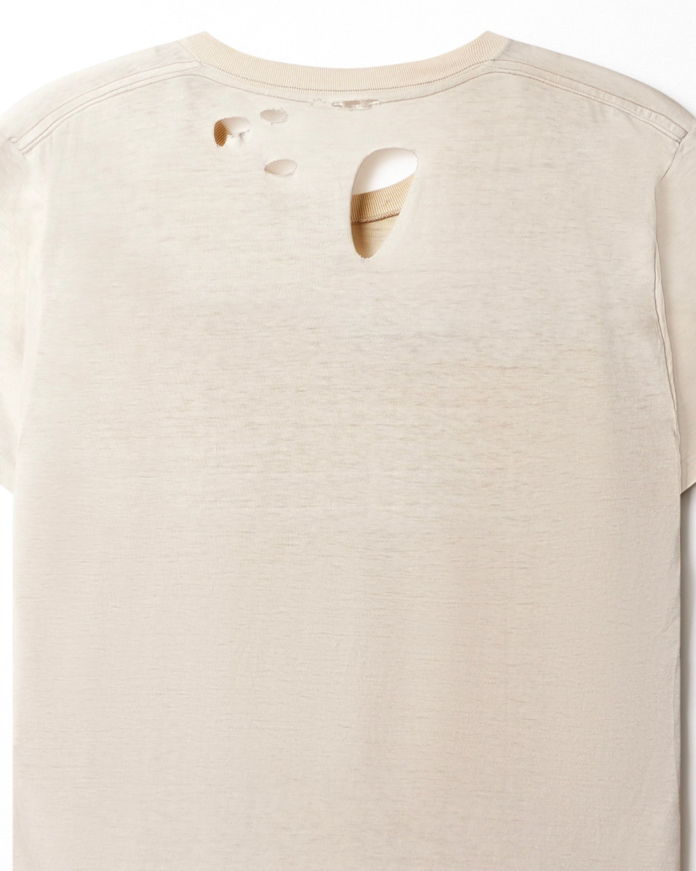 CREAM DISTRESSED POCKET T-SHIRT