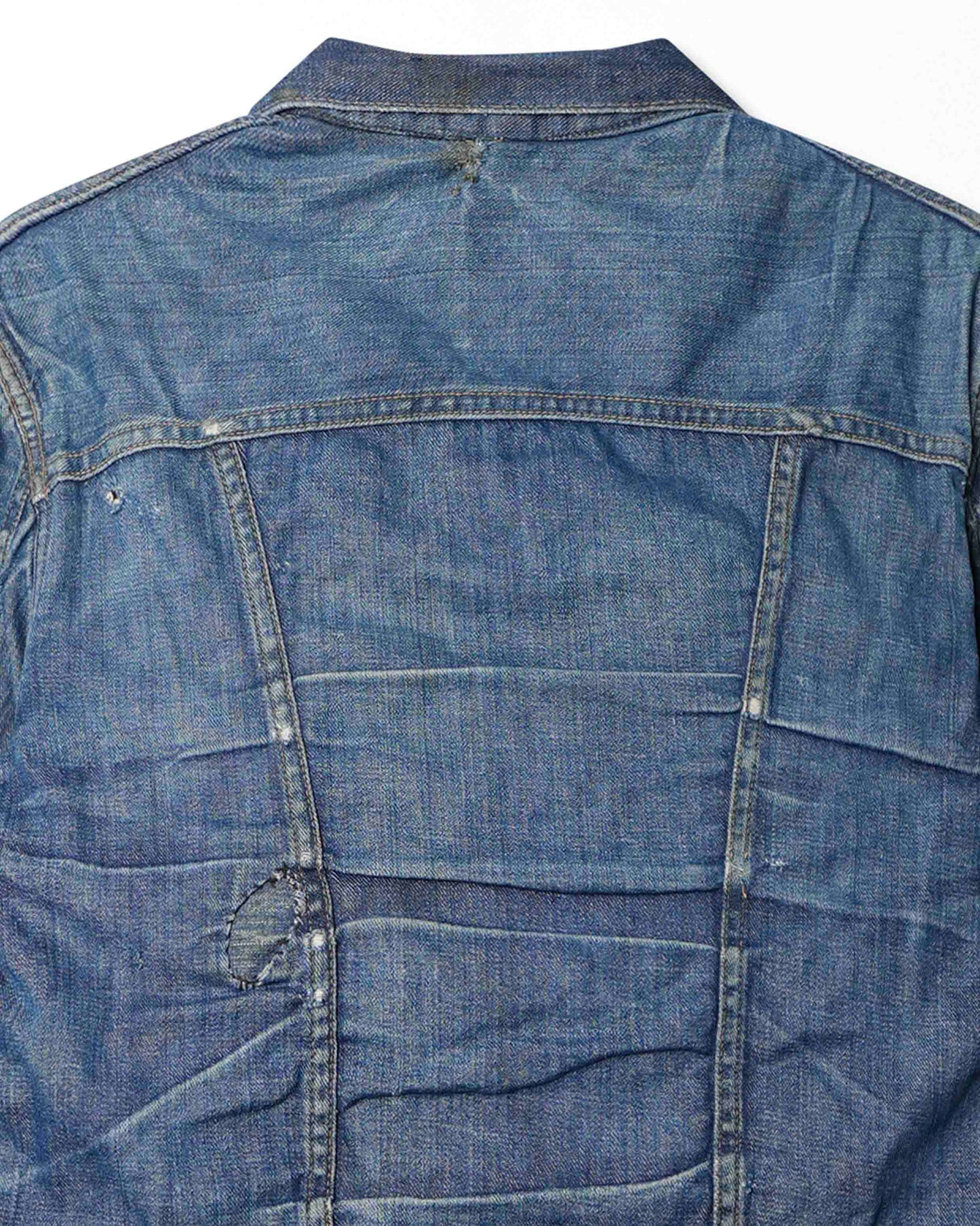 WRANGLER DARK WASH FADED THRASHED LINED DENIM JACKET