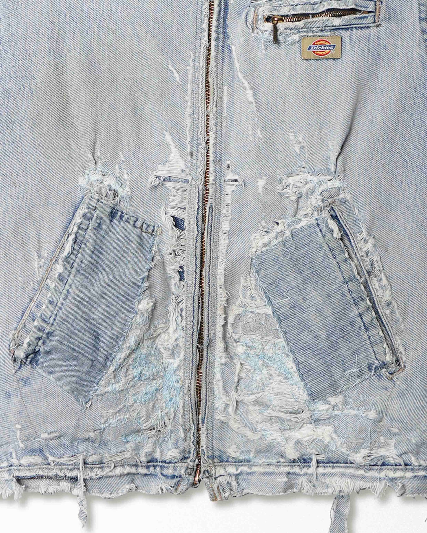 DICKIES LIGHT WASH FADED THRASHED LINED DENIM JACKET
