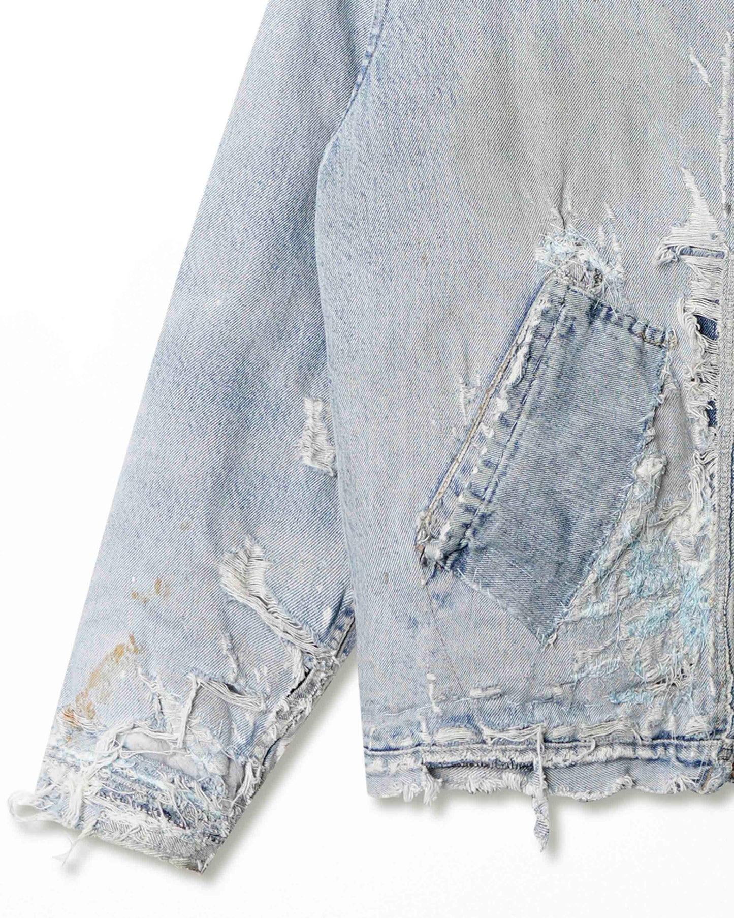 DICKIES LIGHT WASH FADED THRASHED LINED DENIM JACKET