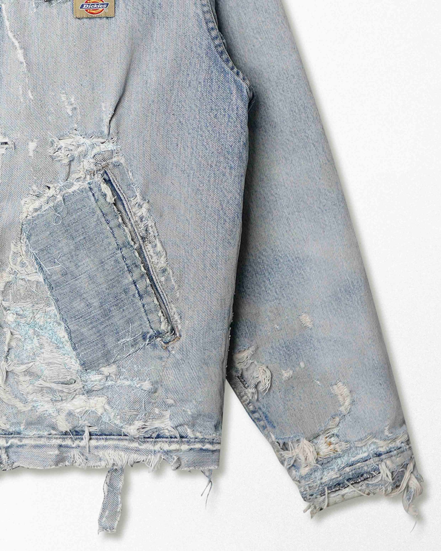 DICKIES LIGHT WASH FADED THRASHED LINED DENIM JACKET