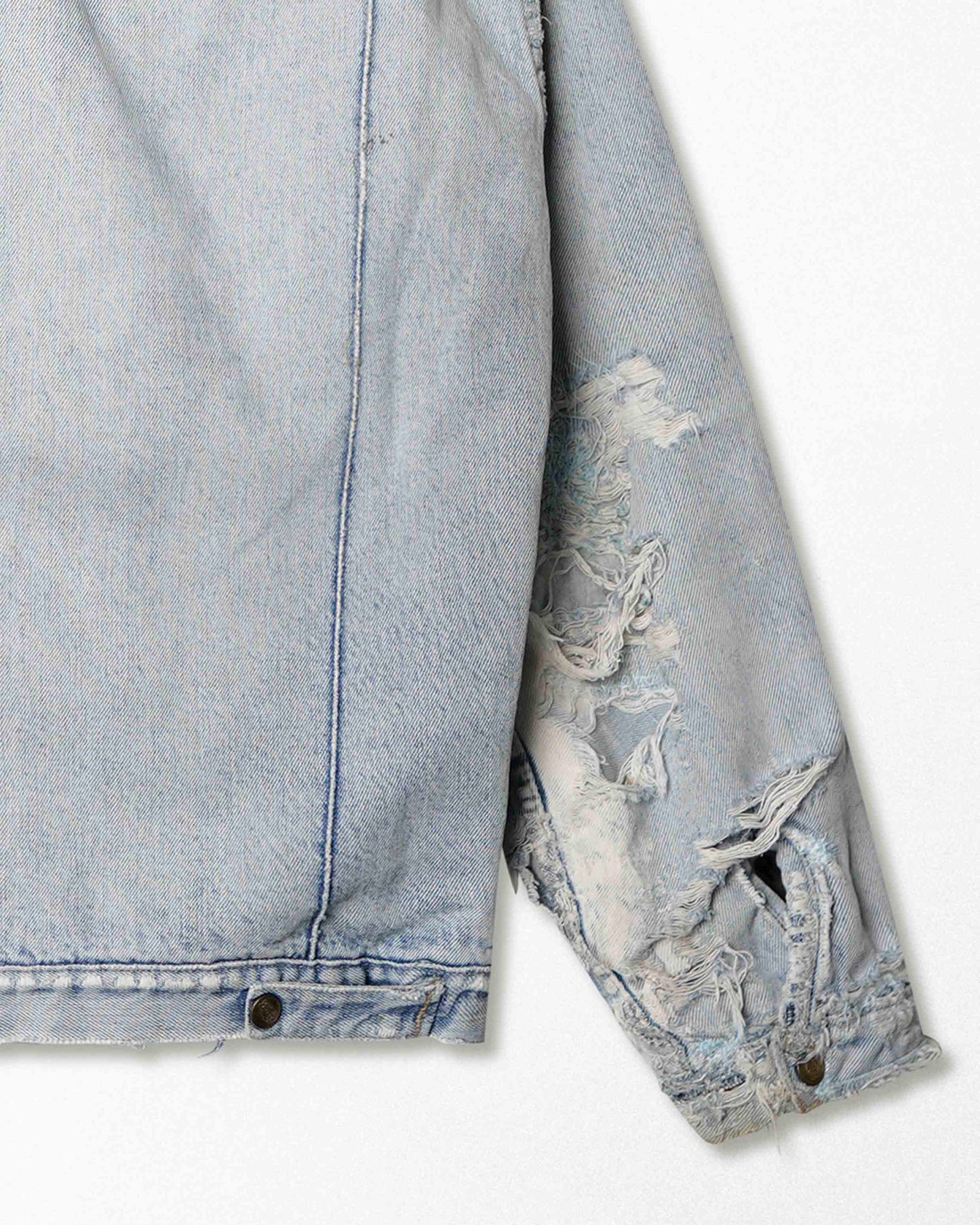 DICKIES LIGHT WASH FADED THRASHED LINED DENIM JACKET
