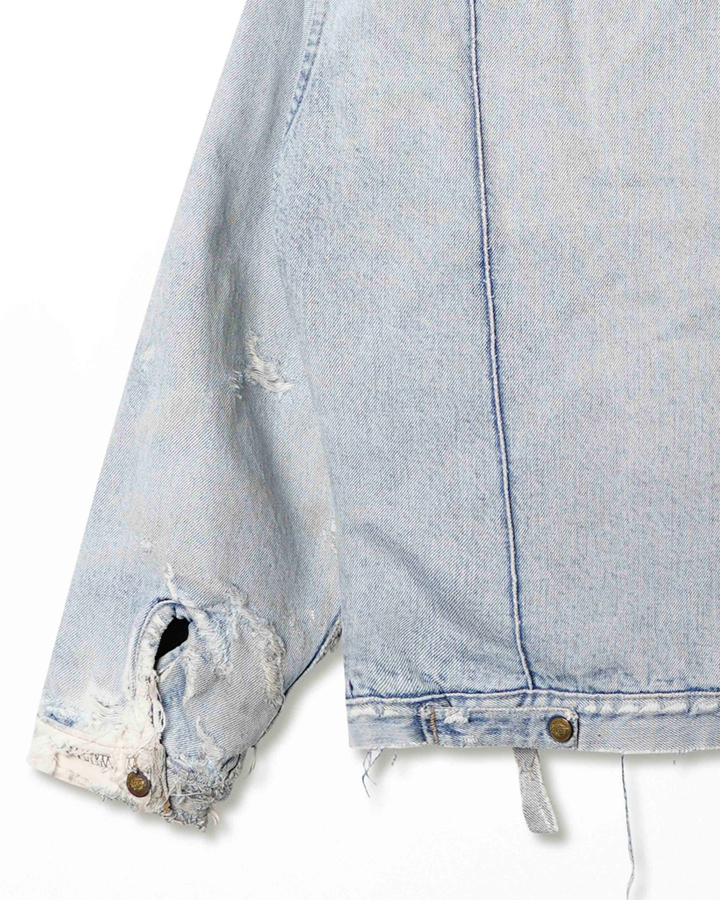 DICKIES LIGHT WASH FADED THRASHED LINED DENIM JACKET