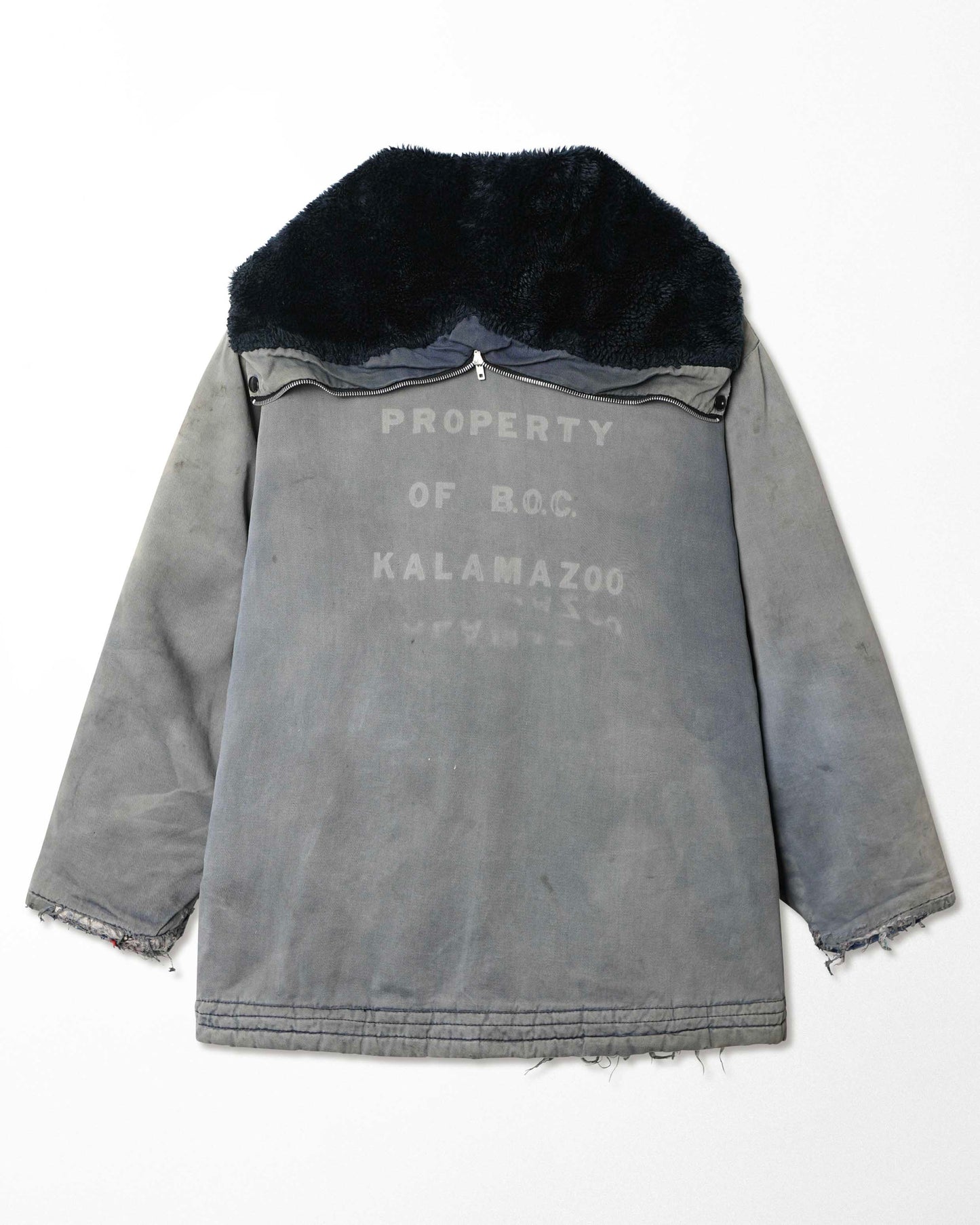 "PROPERTY OF B.O.C." GRAY STAINED THRASHED JACKET