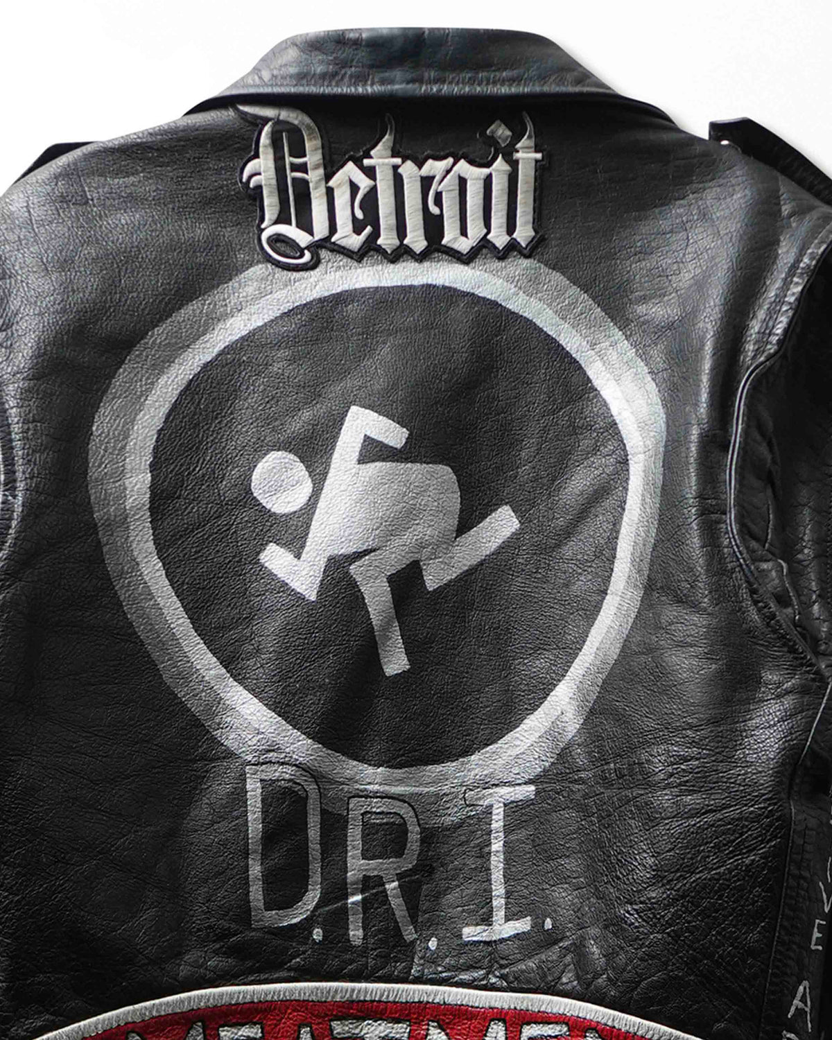 Vintage FMC "Punk Bands" Black Studded Painted Leather Jacket - product view 6