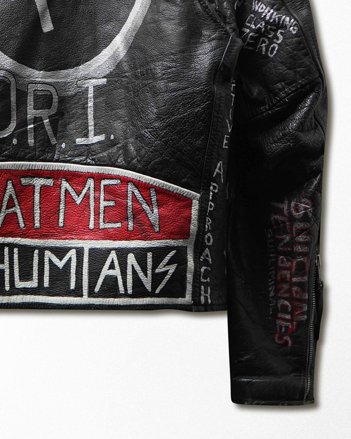 Vintage FMC "Punk Bands" Black Studded Painted Leather Jacket - product view 9