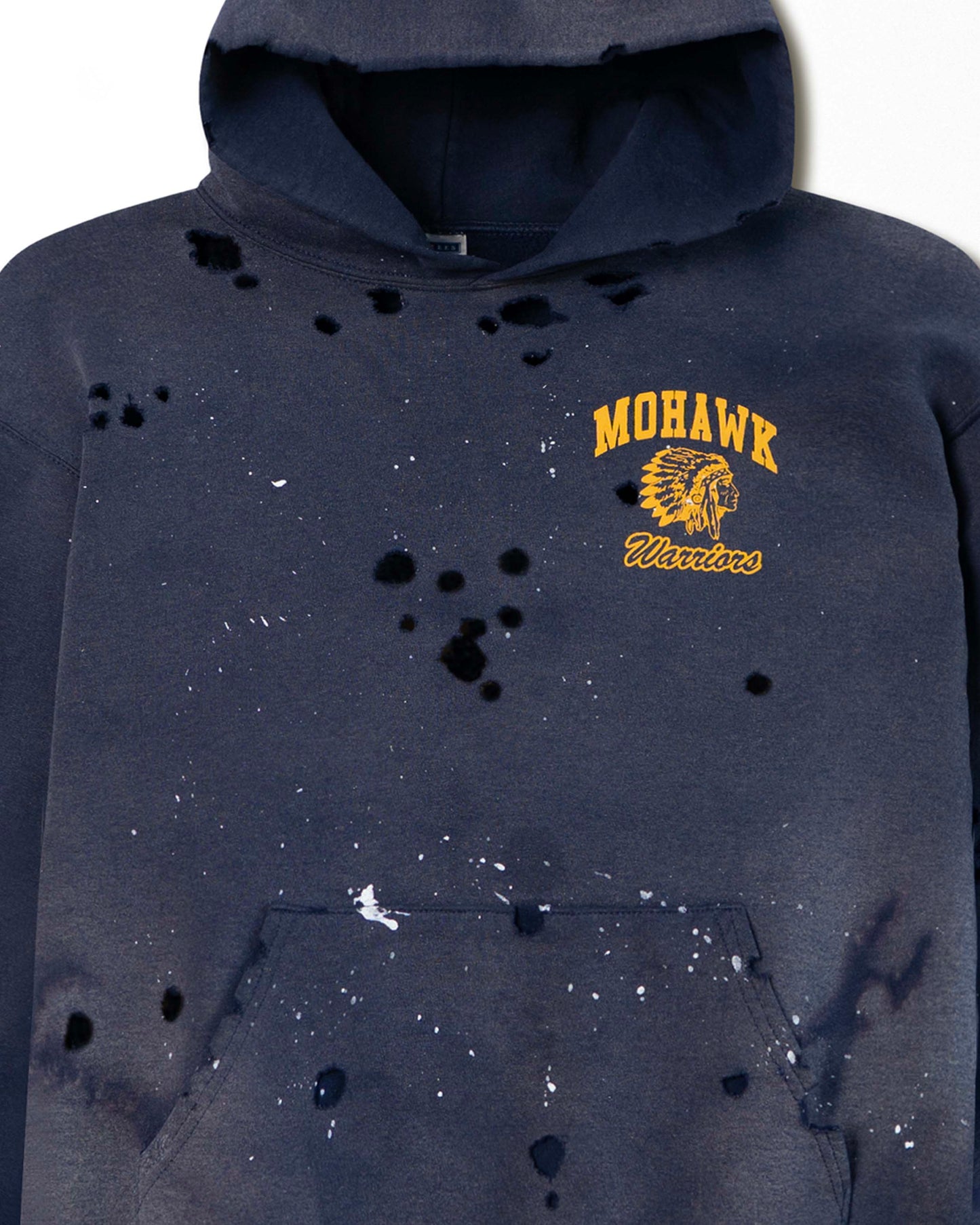 JERZEES "MOHAWK WARRIORS" NAVY FADED PAINTED HOODIE