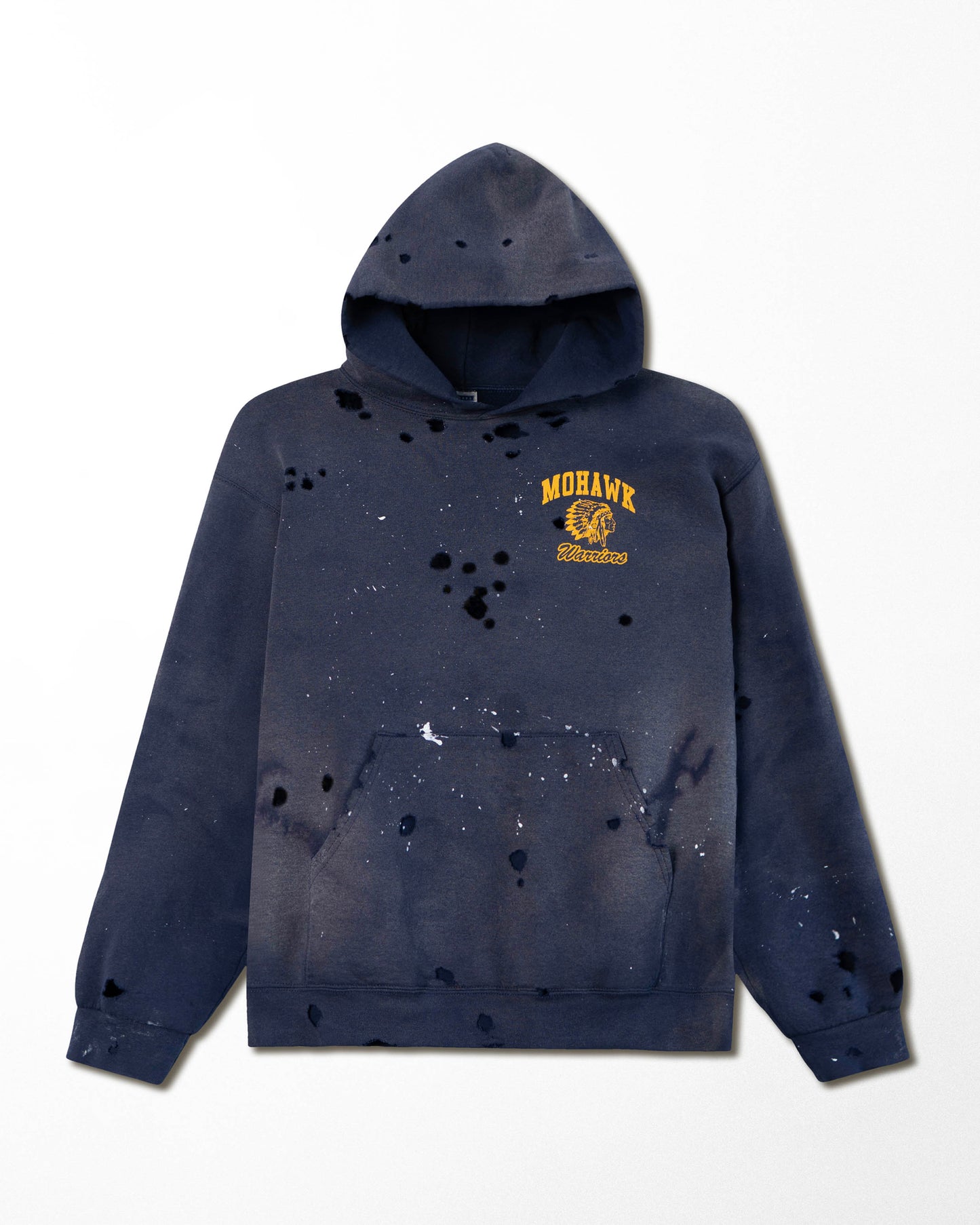 JERZEES "MOHAWK WARRIORS" NAVY FADED PAINTED HOODIE