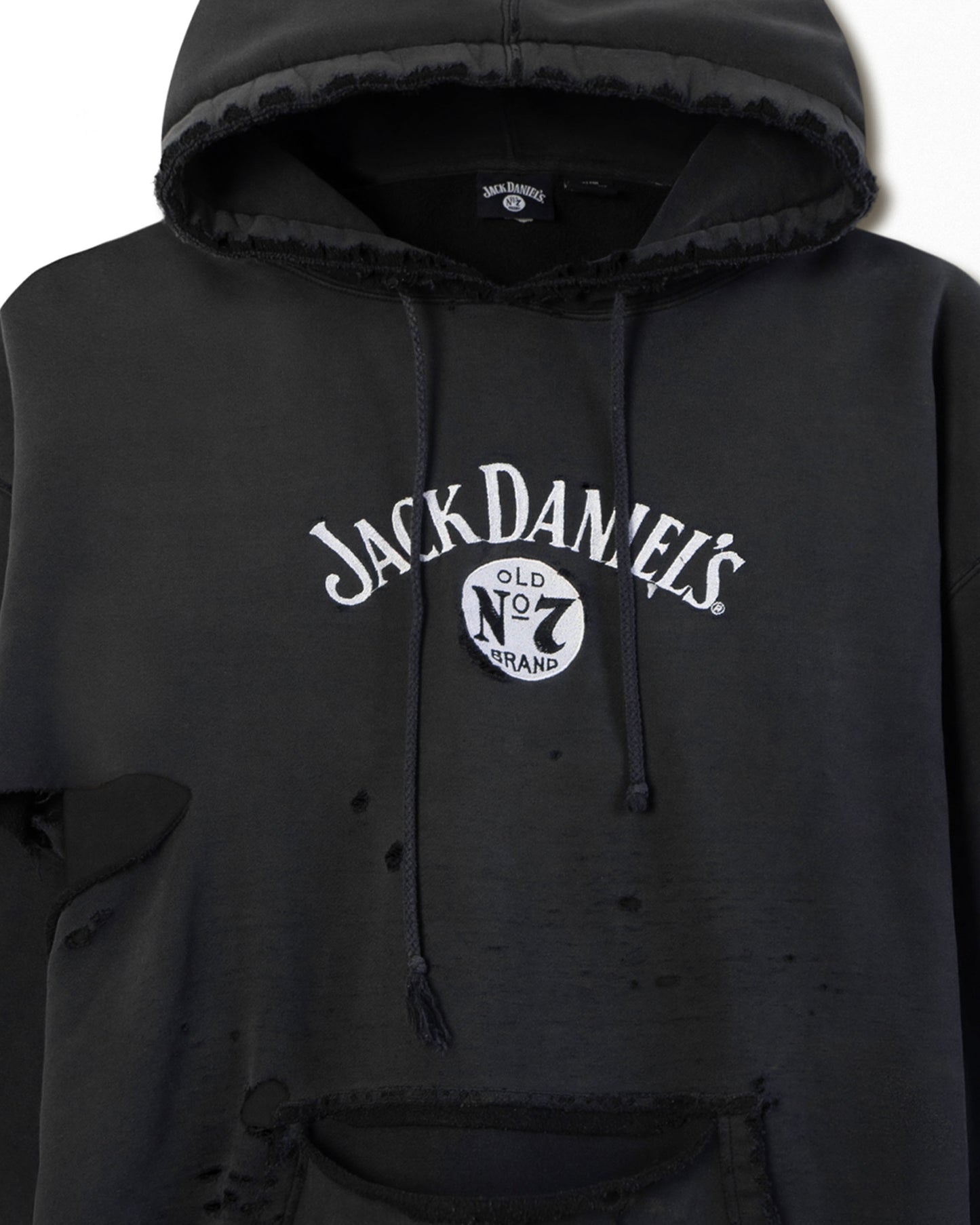 JACK DANIEL'S "OLD NO.7" BLACK THRASHED HOODIE