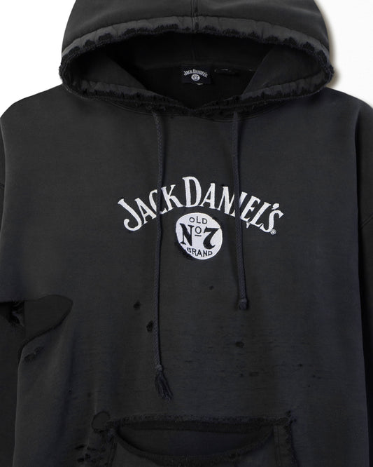 JACK DANIEL'S "OLD NO.7" BLACK THRASHED HOODIE