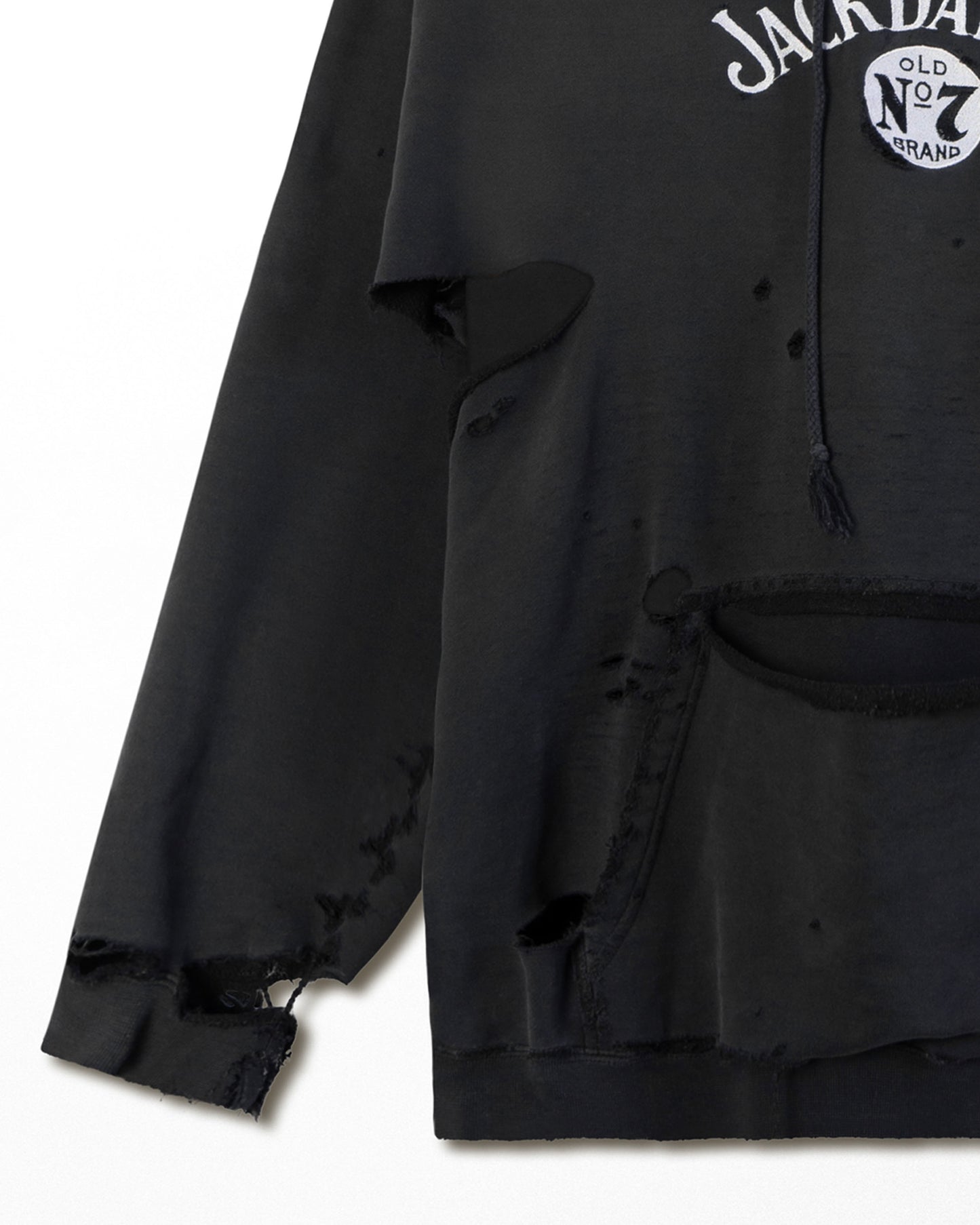 JACK DANIEL'S "OLD NO.7" BLACK THRASHED HOODIE