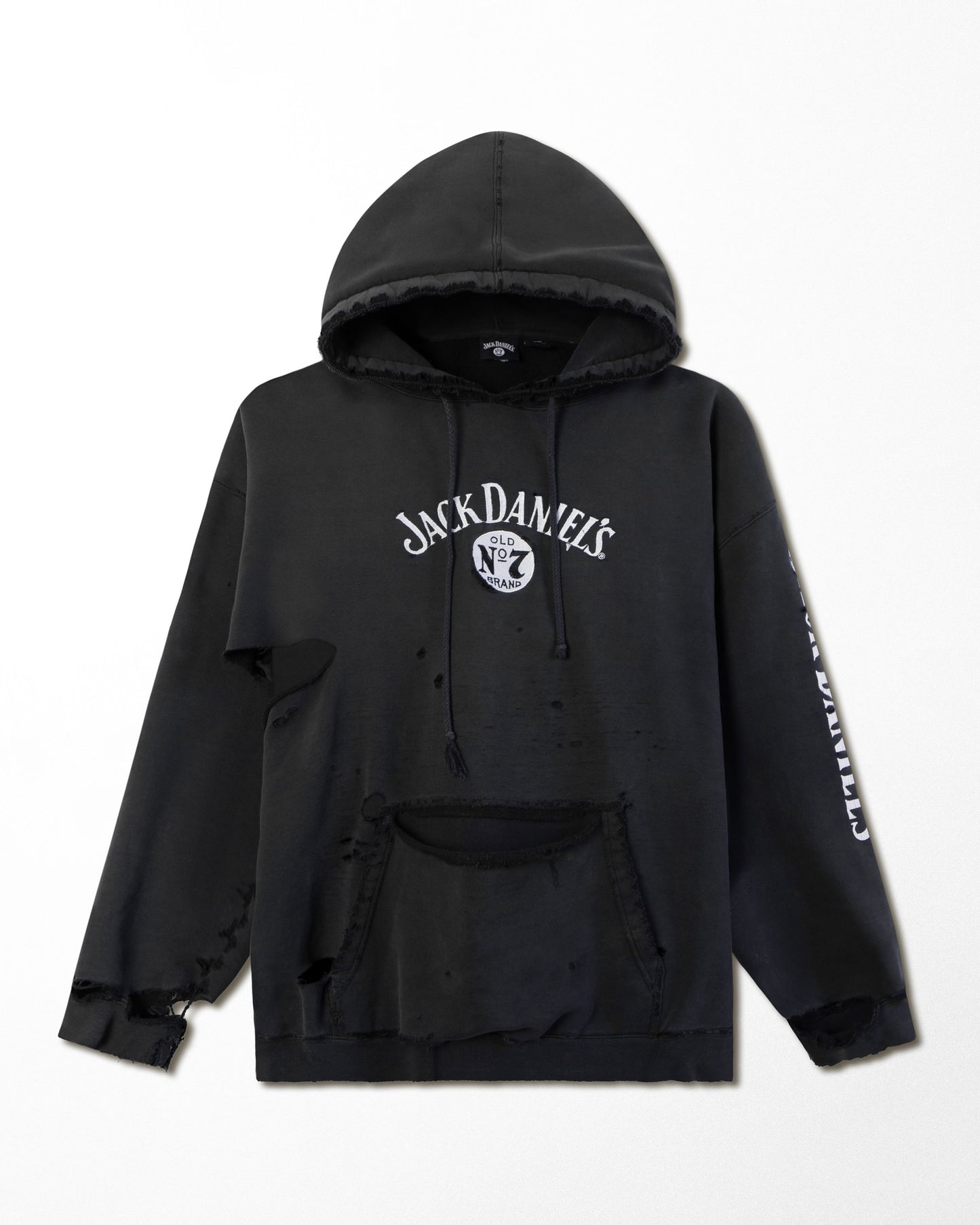JACK DANIEL'S "OLD NO.7" BLACK THRASHED HOODIE