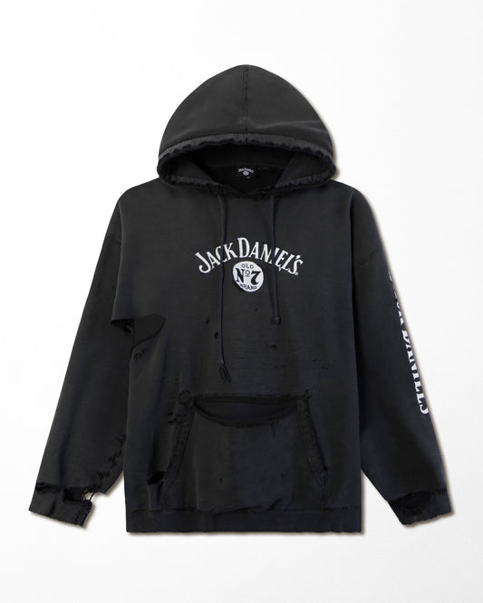JACK DANIEL'S "OLD NO.7" BLACK THRASHED HOODIE