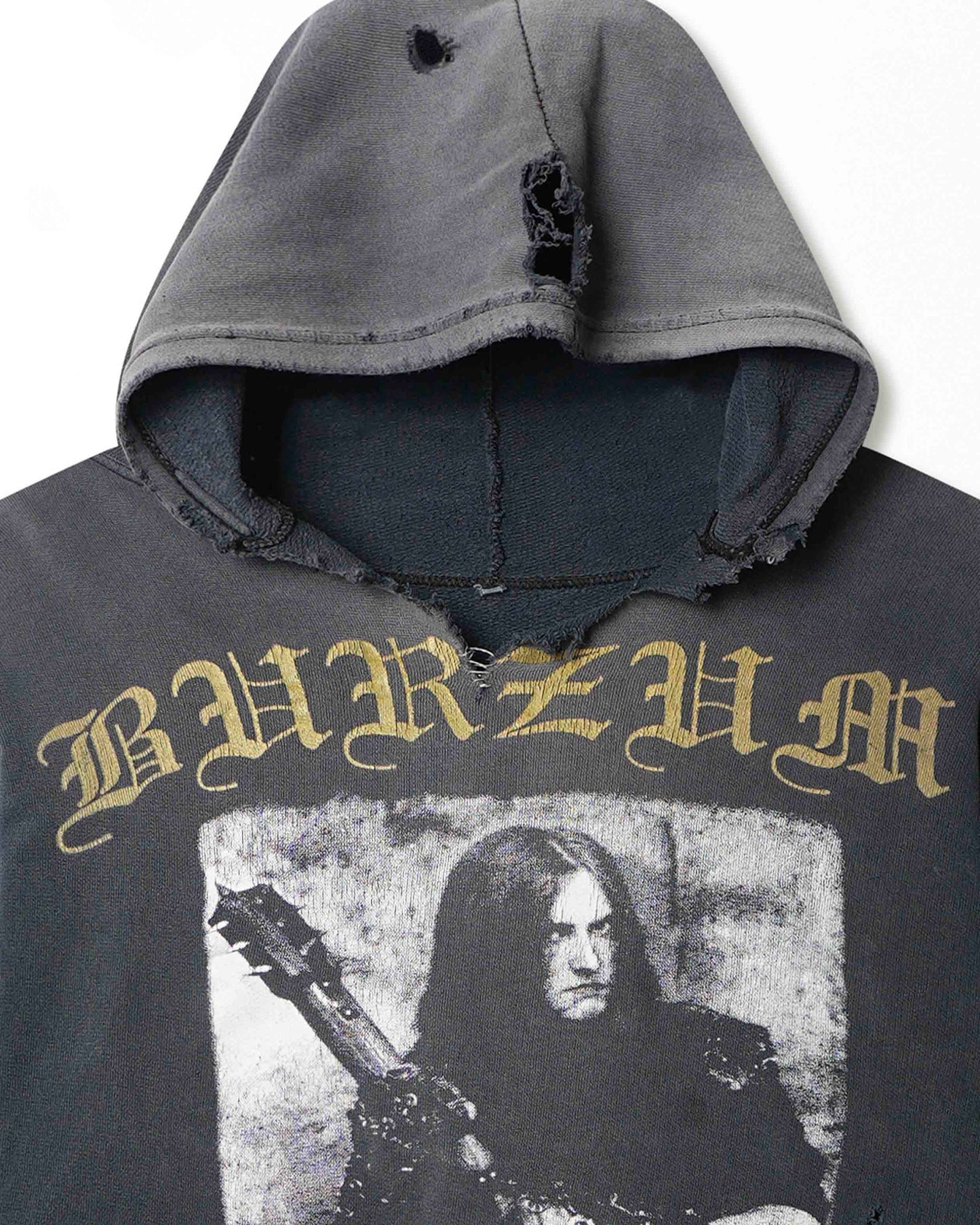 "BURZUM THE BLACK CIRCLE" GRAY FADED DISTRESSED HOODIE