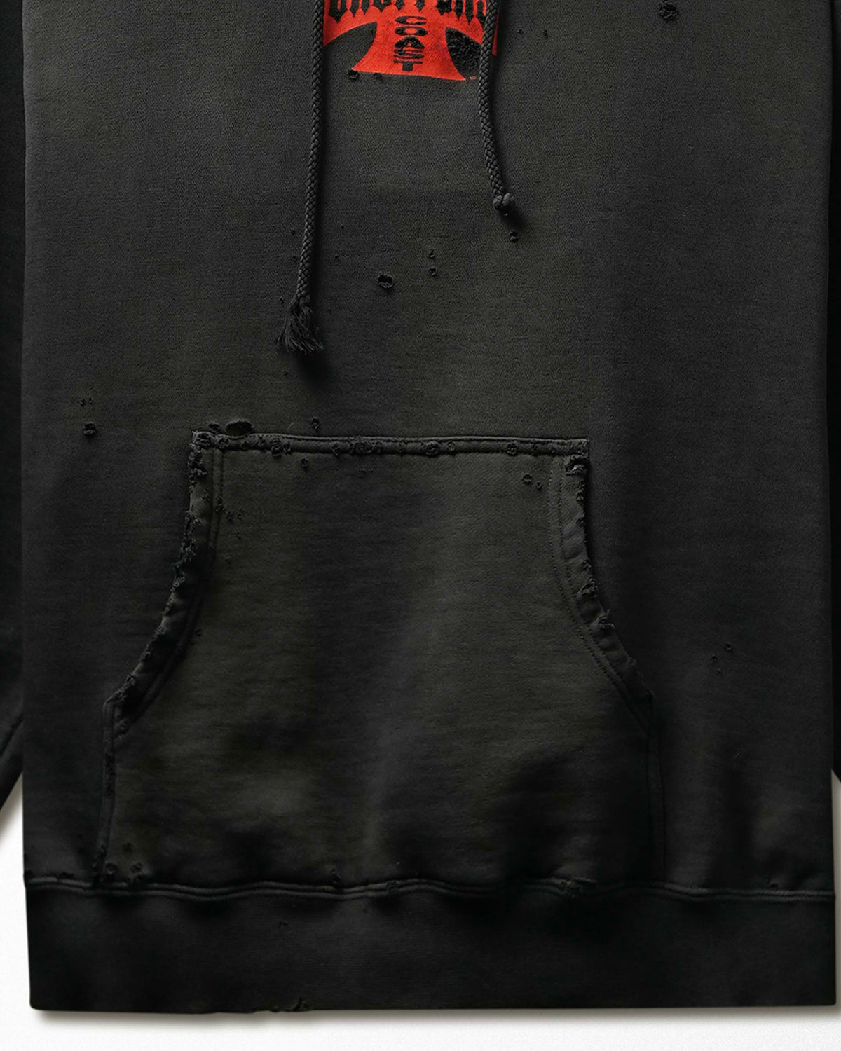 Vintage West Coast Choppers "Classic Red Logo" Black Faded Distressed Hoodie - product view 3