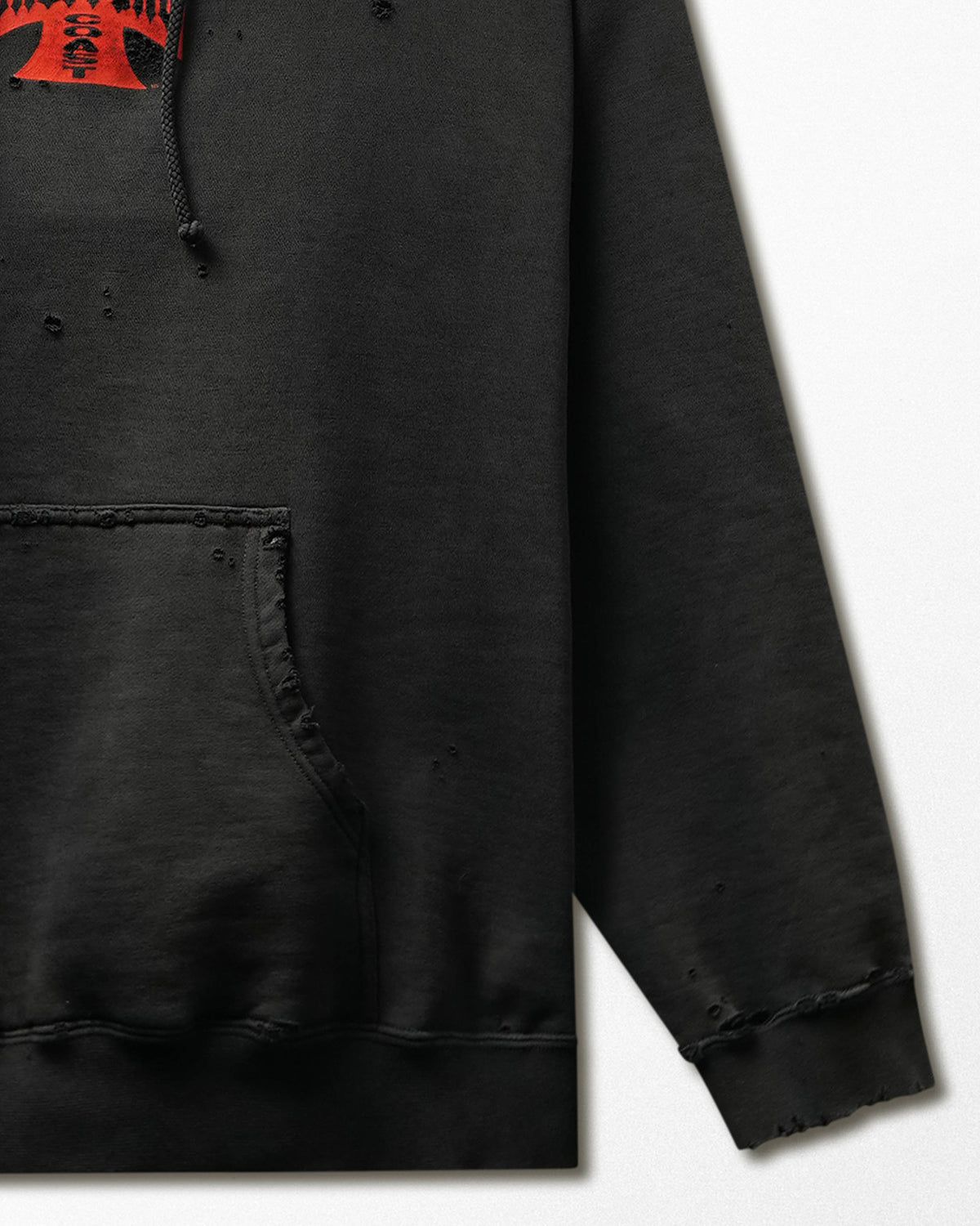 Vintage West Coast Choppers "Classic Red Logo" Black Faded Distressed Hoodie - product view 4