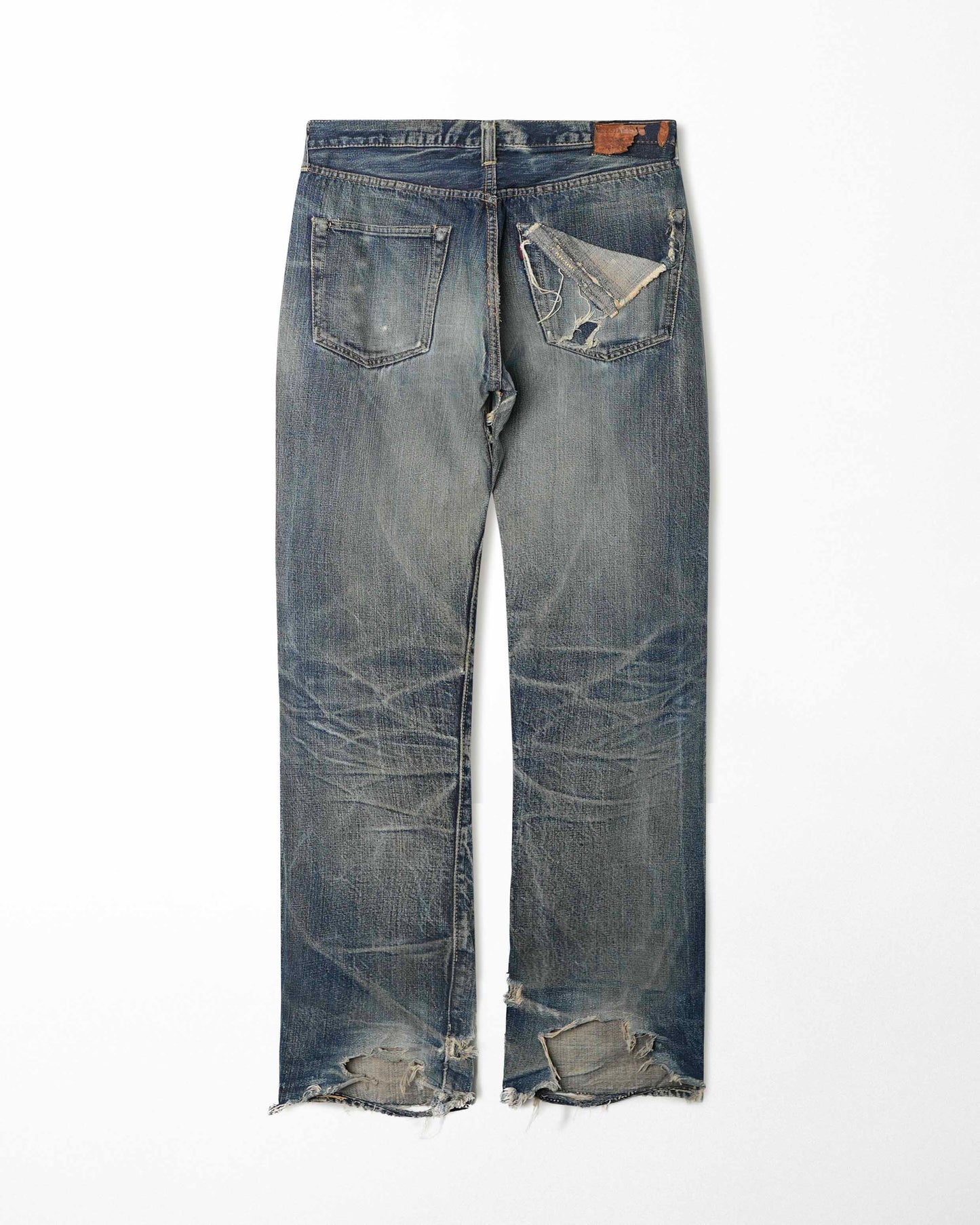 MCCOY DARK WASH FADED DESTROYED SELVEDGE JEANS
