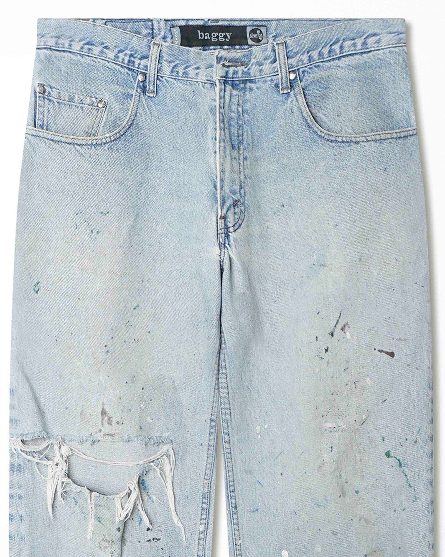 LEVI'S SILVER TAB LIGHT WASH DISTRESSED STAINED JEANS