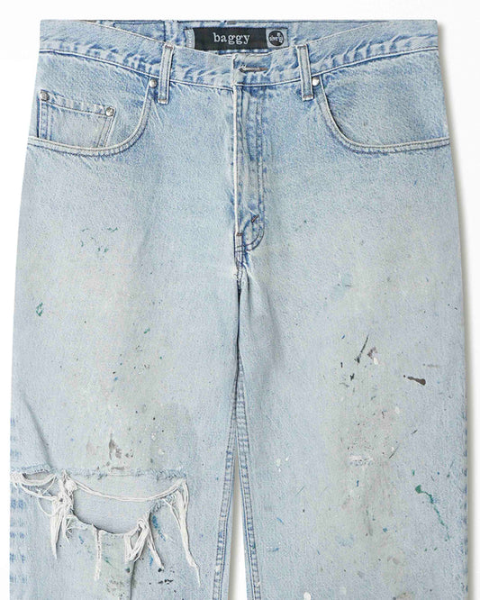 LEVI'S SILVER TAB LIGHT WASH DISTRESSED STAINED JEANS