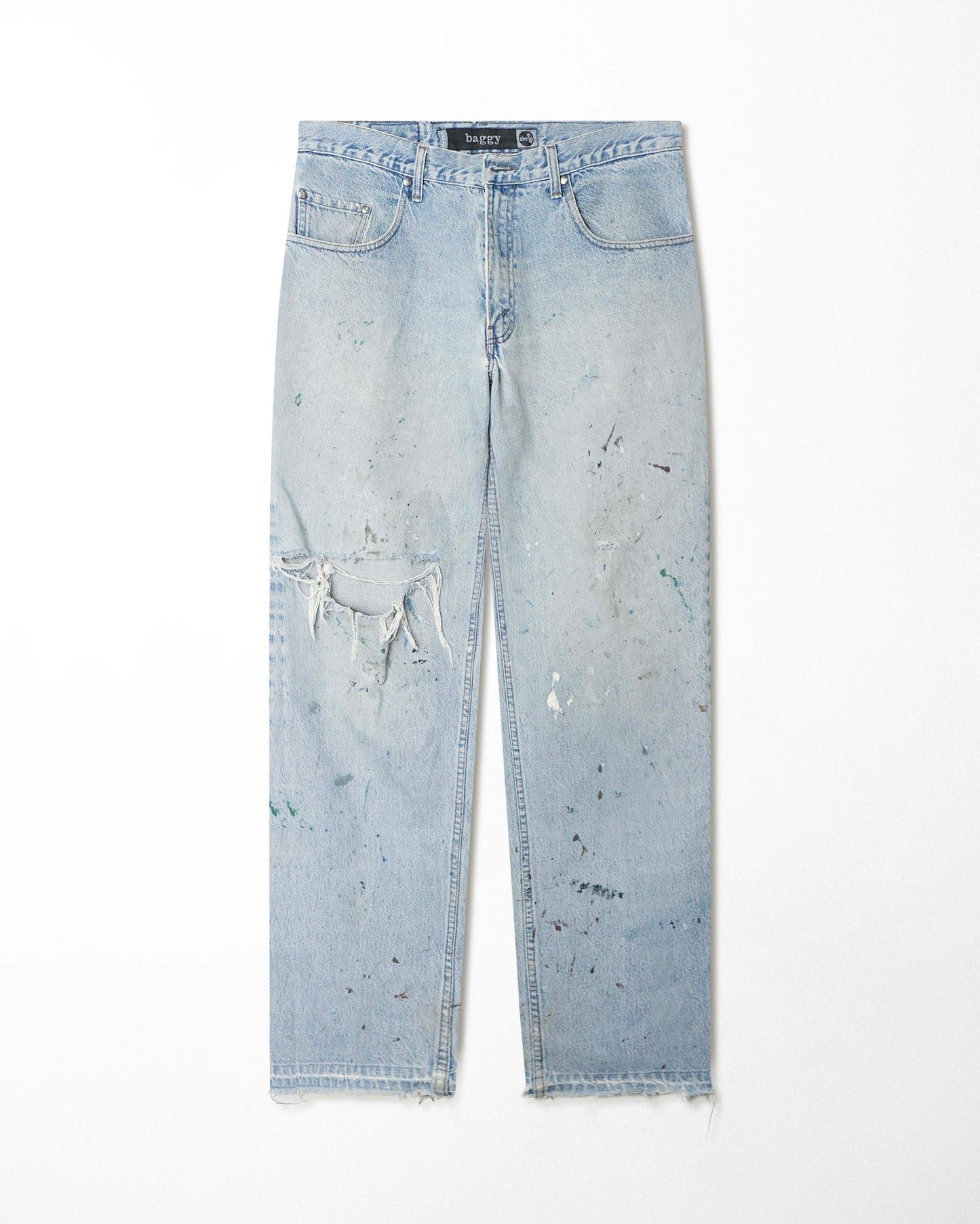 LEVI'S SILVER TAB LIGHT WASH DISTRESSED STAINED JEANS