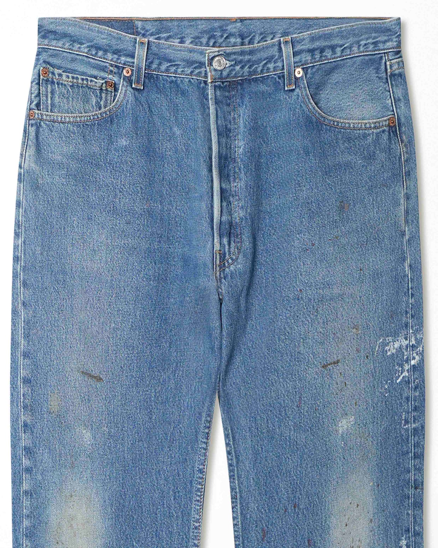 LEVI'S 501XX MID-WASH STAINED JEANS