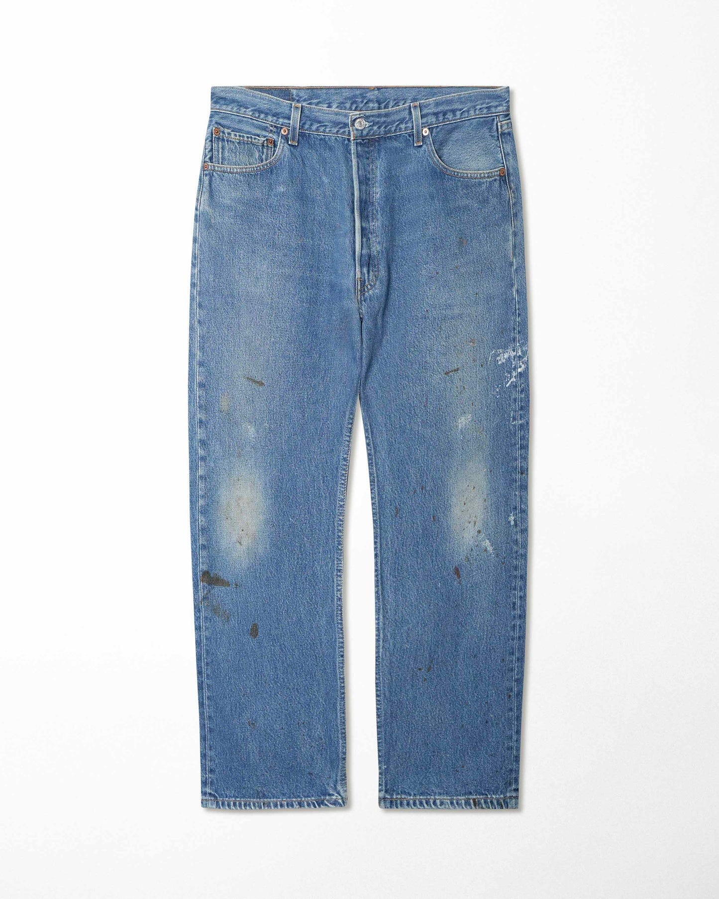 LEVI'S 501XX MID-WASH STAINED JEANS